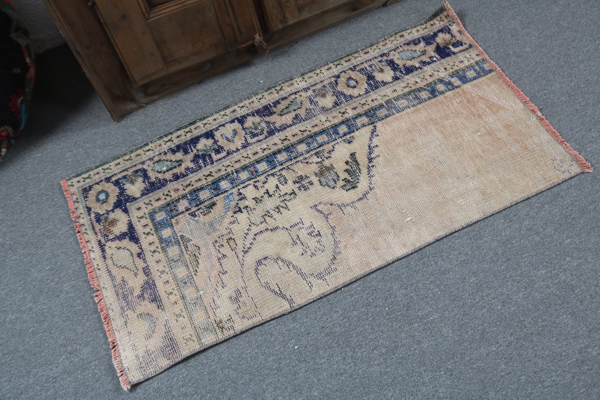 Yer Halıları, Bej 2x3,5 ft Küçük Halılar, Giriş Halıları, Oushak Halısı, Çocuk Odası Halıları, Küçük Boho Halıları, Türk Halıları, Vintage Halı