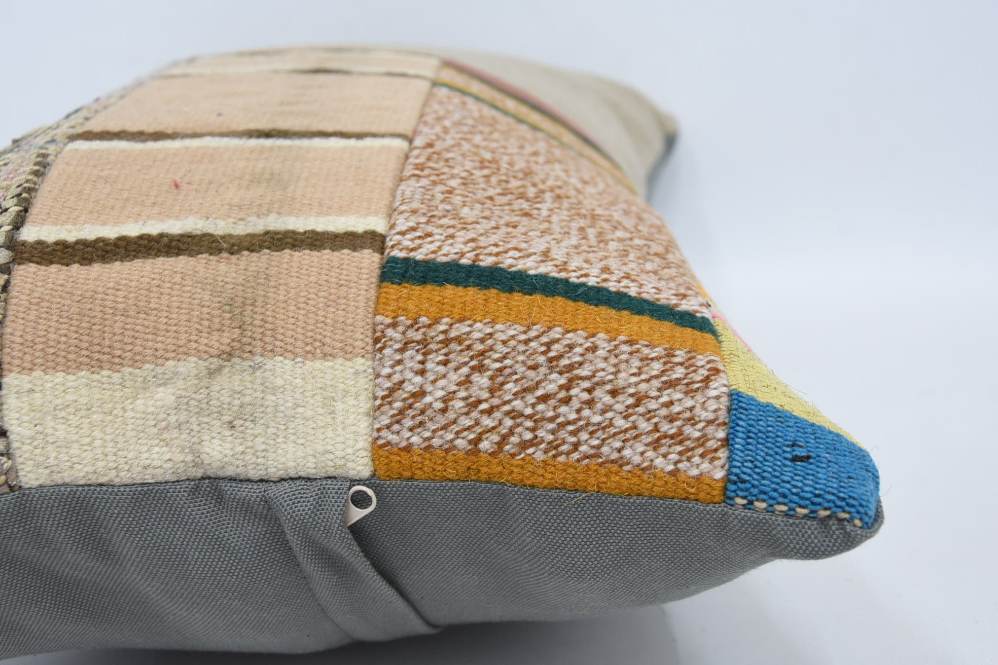Throw Kilim Pillow, Kilim Cushion Sham, 16"x24" Brown Cushion, Vintage Kilim Pillow, One Of A Kind Pillow Sham