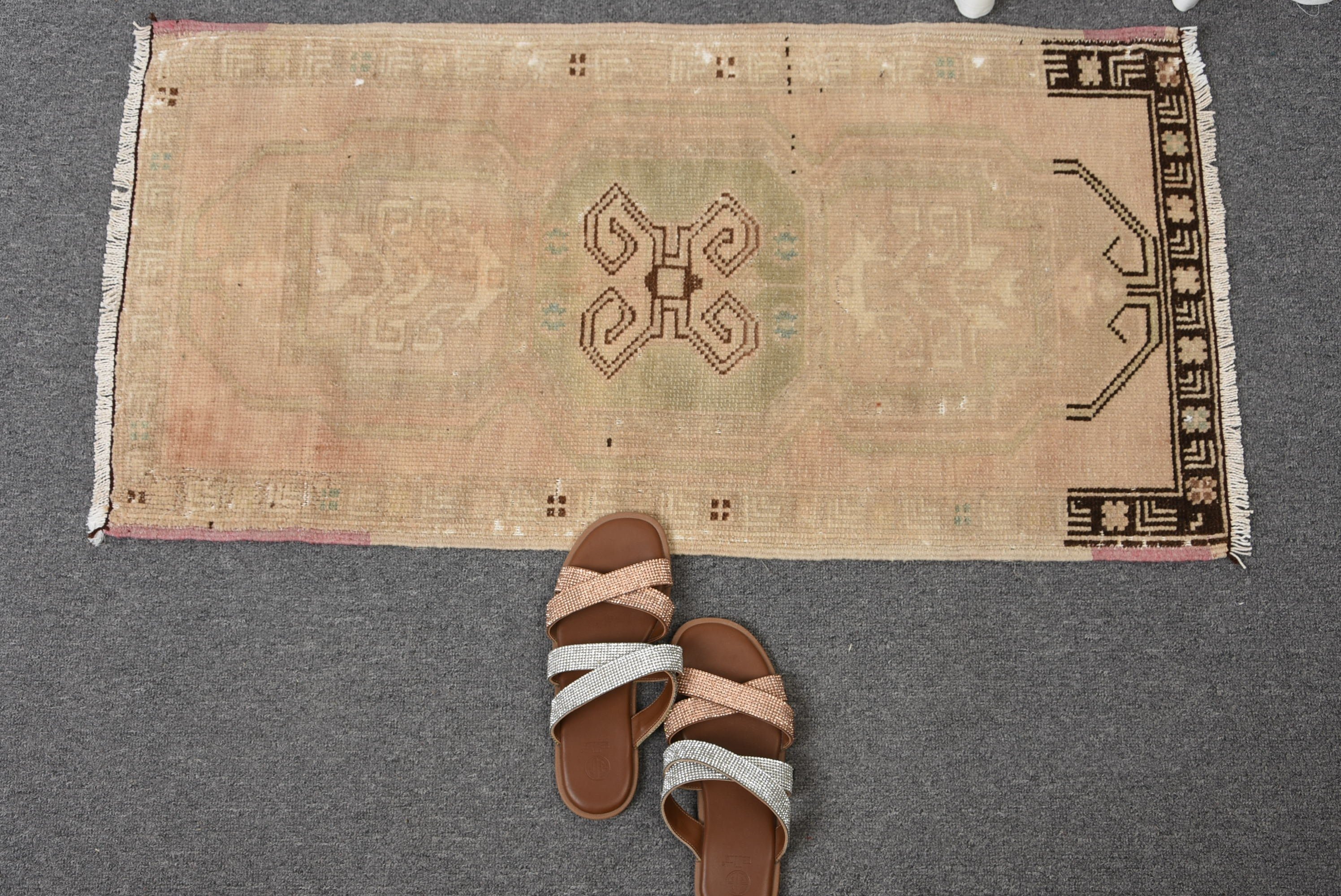 Nursery Rugs, Rugs for Door Mat, Turkish Rug, Oushak Rug, 1.6x3.1 ft Small Rugs, Car Mat Rug, Brown Cool Rugs, Cool Rug, Vintage Rugs