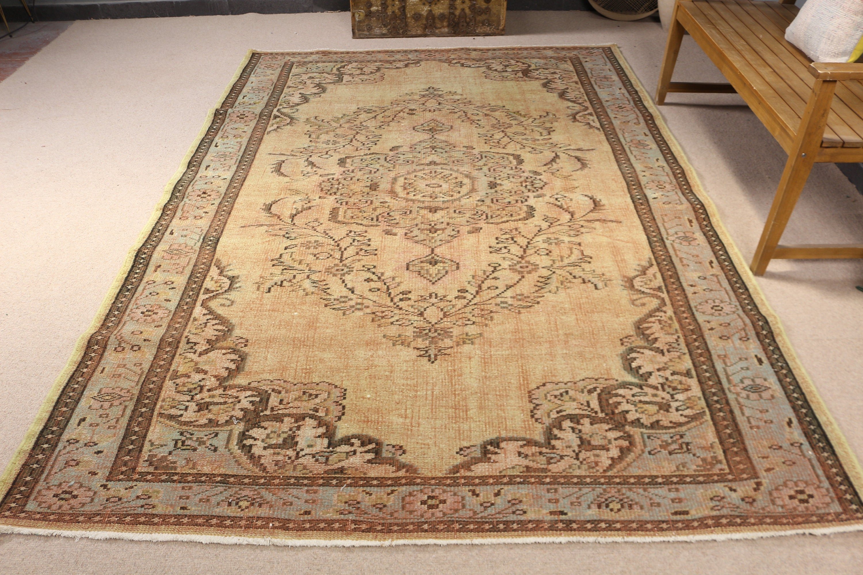 Vintage Halılar, Türk Halısı, Büyük Boho Halısı, Düz Dokuma Halısı, Kahverengi Mutfak Halısı, 6.3x9 ft Büyük Halısı, Yatak Odası Halıları, Kabile Halısı, Oturma Odası Halıları