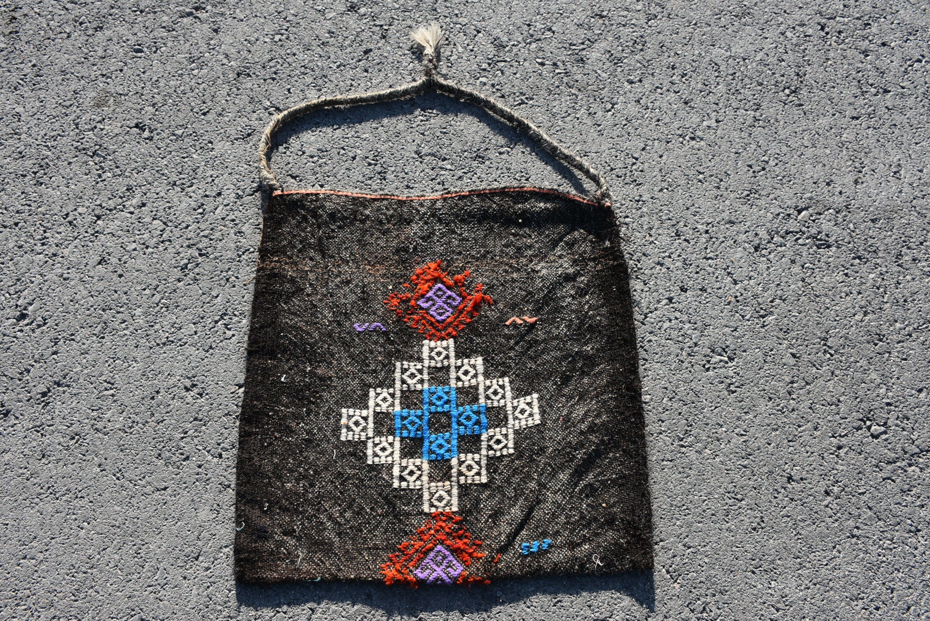 Turkish Rug, Antique Rug, Black Moroccan Rug, Entry Rug, Old Rug, Kilim, Vintage Rugs, 1.9x2 ft Small Rug, Wall Hanging Rug