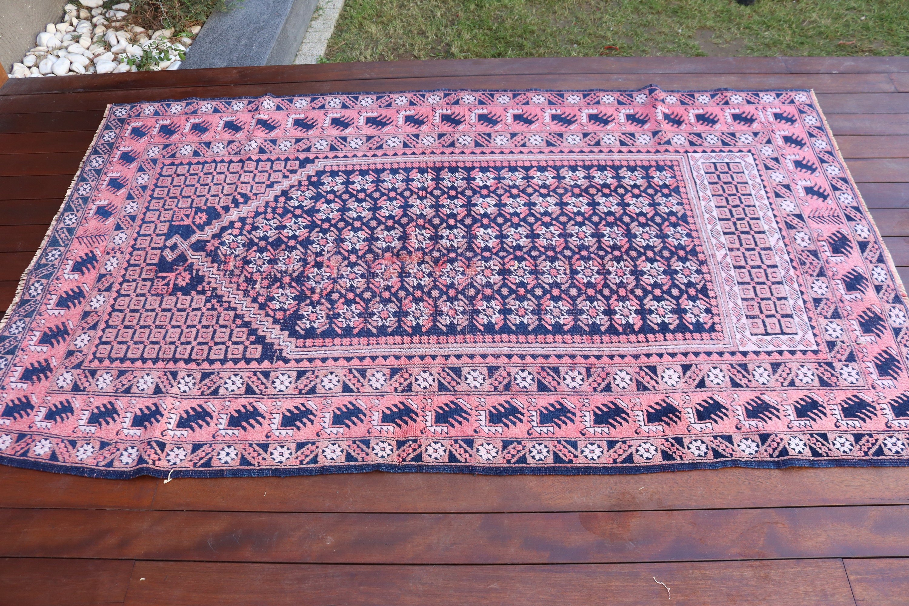 Yatak Odası Halıları, Yer Halısı, İç Mekan Halısı, Vintage Halılar, Türk Halıları, Antika Halılar, 3.7x6.5 ft Alan Halısı, Pembe Oushak Halısı, Ev Dekorasyonu Halısı