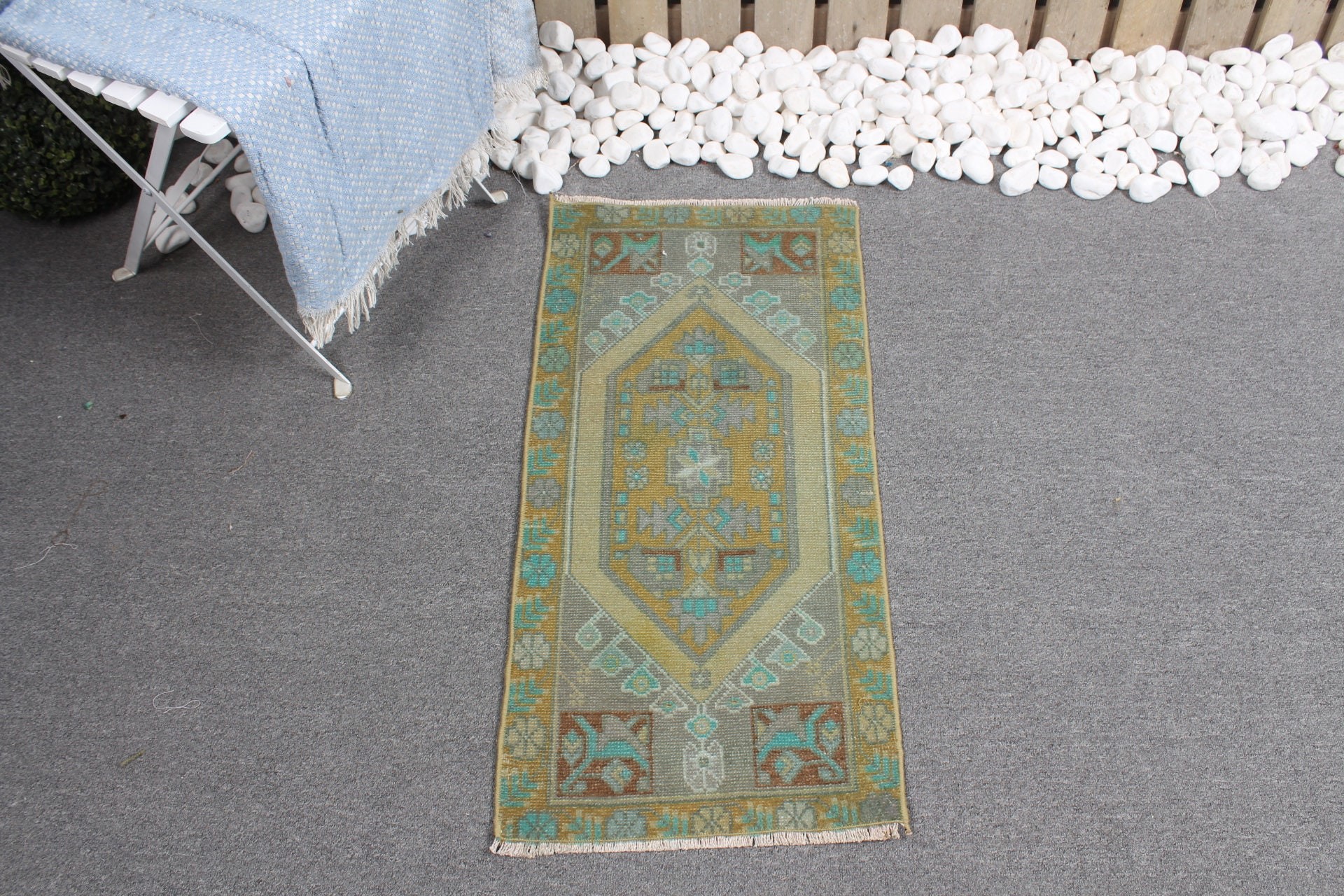 Dorm Rugs, Green Moroccan Rug, Anatolian Rugs, Bedroom Rugs, Vintage Rugs, 1.4x2.9 ft Small Rug, Nursery Rug, Turkish Rug, Home Decor Rugs