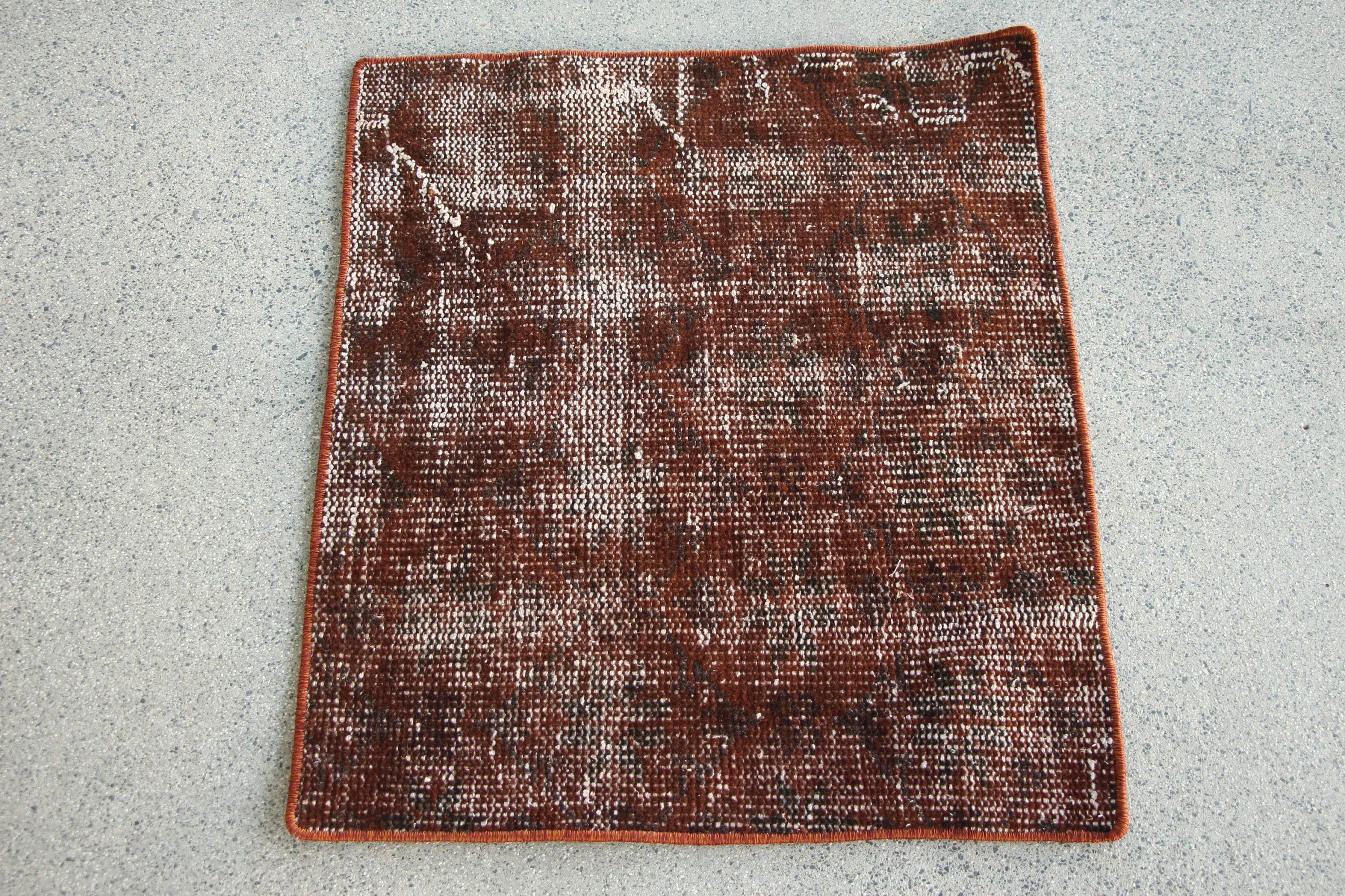 Vintage Halılar, Banyo Halıları, Fas Halıları, Oryantal Halılar, Türk Halısı, Etnik Halılar, Kahverengi 1.7x2.1 ft Küçük Halı, Banyo Halısı