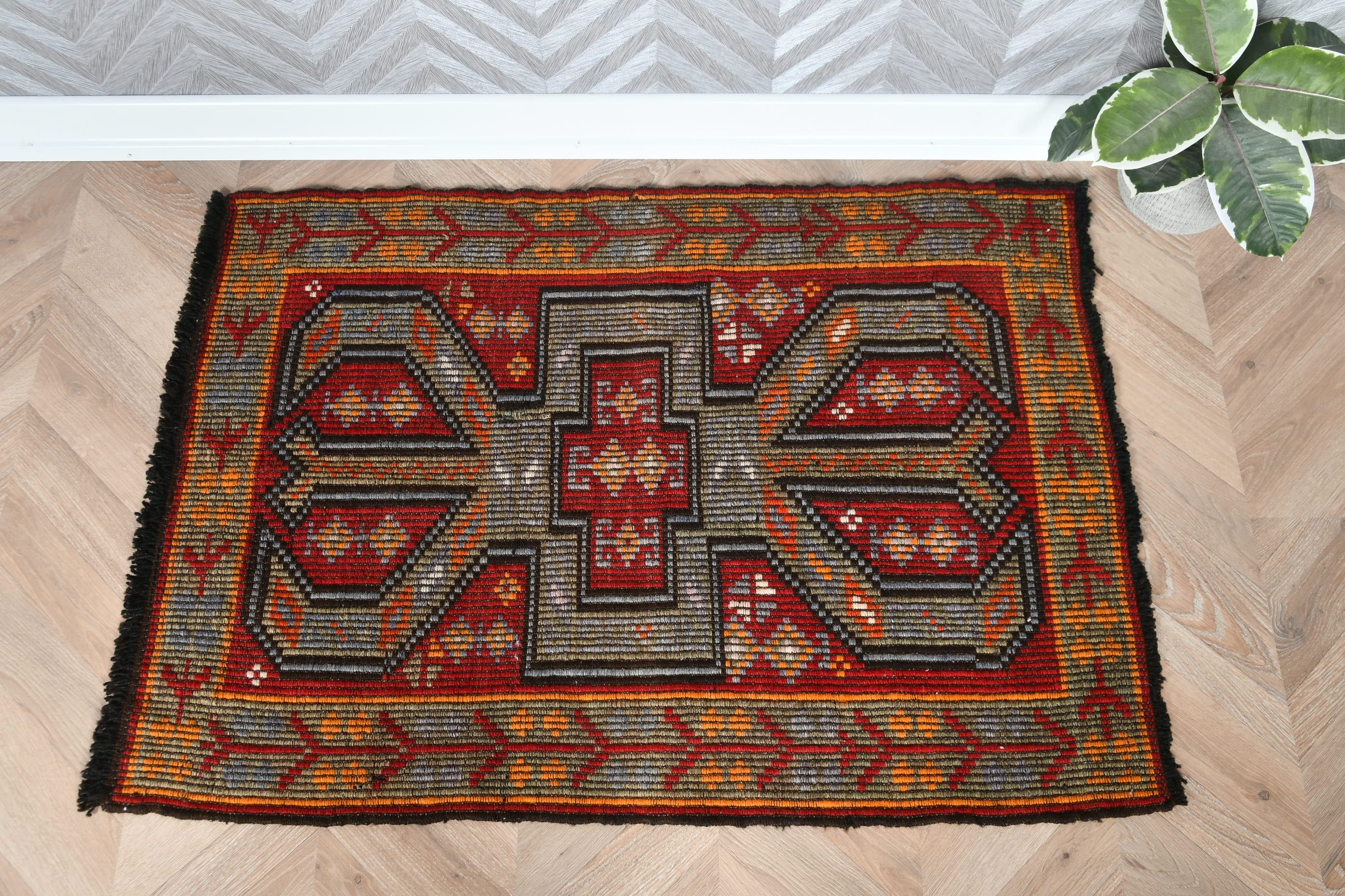 Wall Hanging Rug, Vintage Rug, Red Moroccan Rug, Boho Rug, Turkish Rug, Floor Rug, 2.4x3.3 ft Small Rug, Bedroom Rugs, Bathroom Rugs