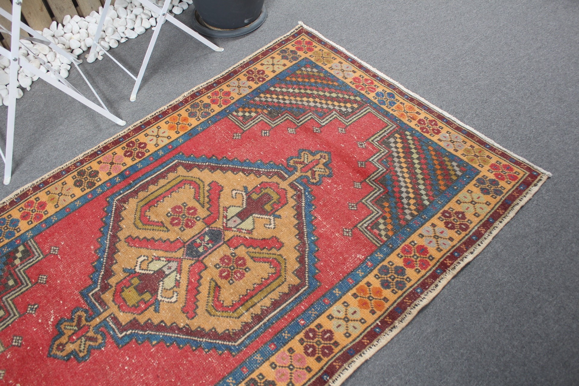 3.7x6.3 ft Accent Rug, Nursery Rug, Kitchen Rug, Red Oriental Rug, Bedroom Rug, Turkish Rug, Rugs for Kitchen, Vintage Rug