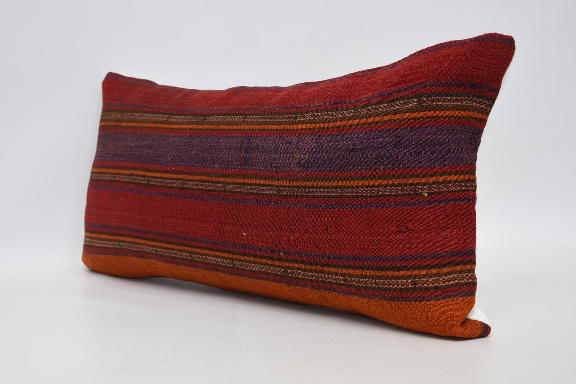 Vintage Kilim Pillow, Pillow for Sofa, Home Decor Pillow, 12"x24" Red Cushion Case, Farmhouse Cushion Cover, Ikat Pillow Sham