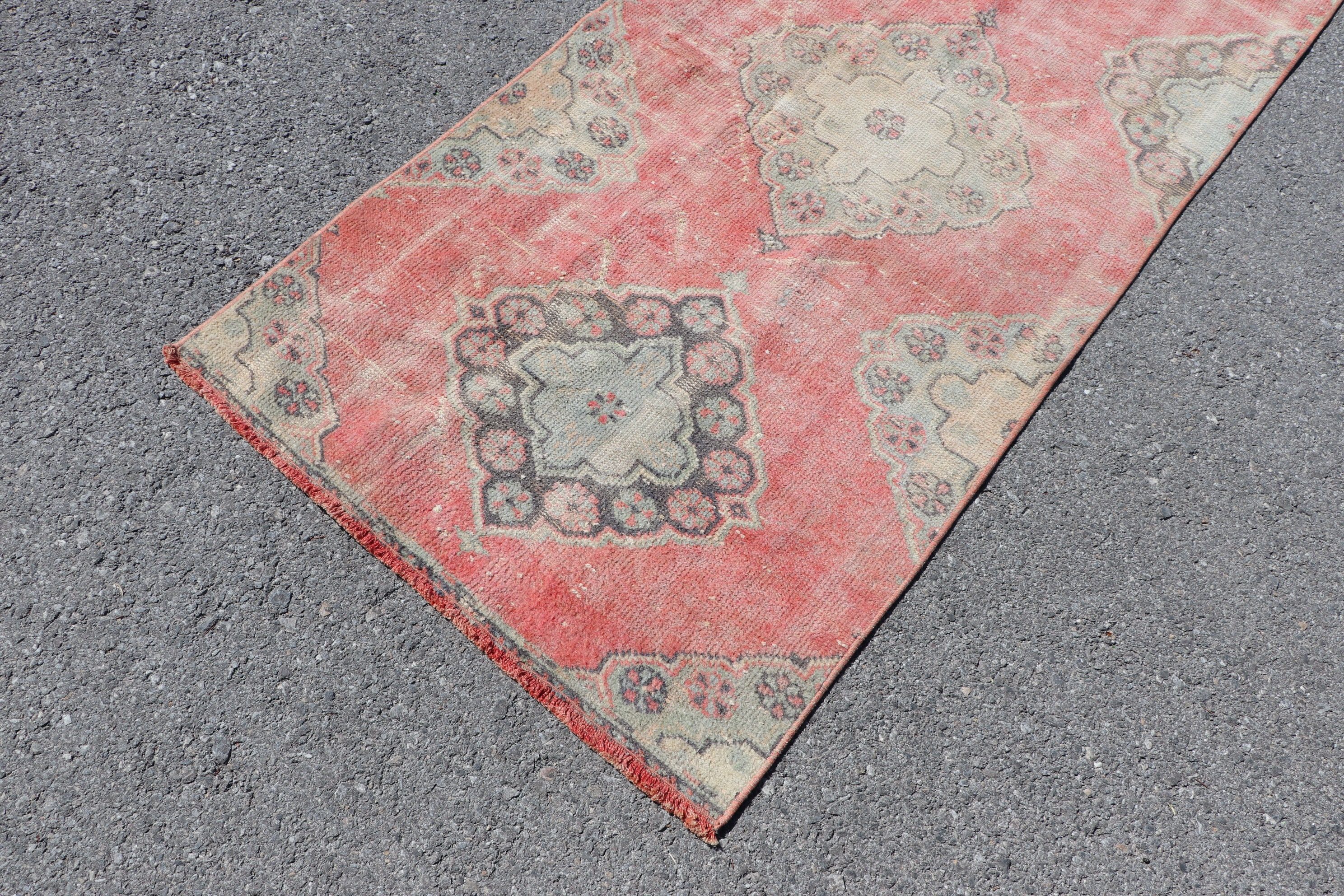 Rugs for Stair, Anatolian Rug, Vintage Rug, Hallway Rug, Bright Rug, Red Floor Rug, 2.9x10.4 ft Runner Rug, Turkish Rug, Kitchen Rug