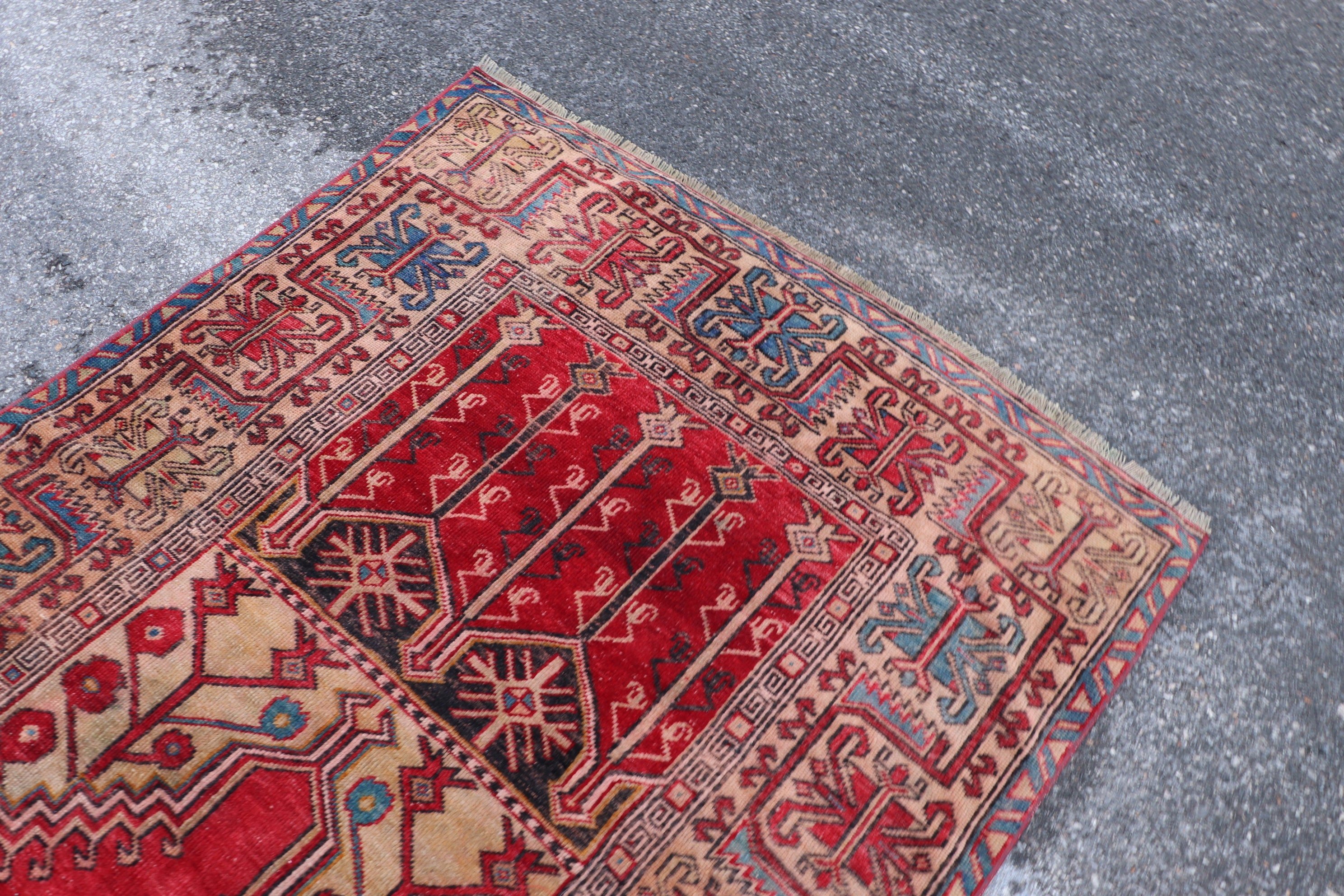 Kitchen Rug, Red Anatolian Rug, Cute Rug, Bedroom Rug, 4.3x7.3 ft Area Rug, Turkish Rug, Living Room Rug, Home Decor Rugs, Vintage Rug