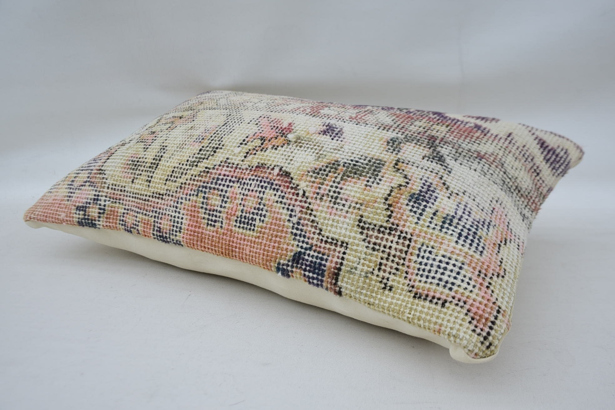 12"x20" Beige Pillow, Kilim Cushion Sham, Vintage Pillow, Turkish Kilim Pillow, Nomadic Pillow Sham, Bright Pillow Cover