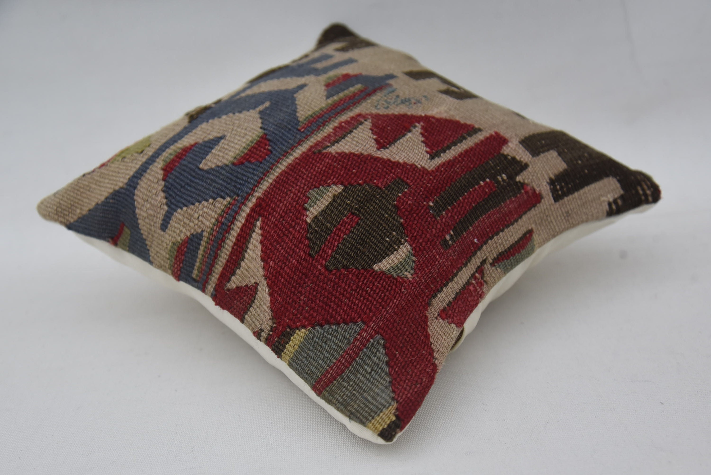 Turkish Kilim Pillow, 12"x12" Beige Pillow Cover, Pet Pillow Case, Vintage Kilim Pillow, Home Decor Pillow, Sofa Cushion Cover