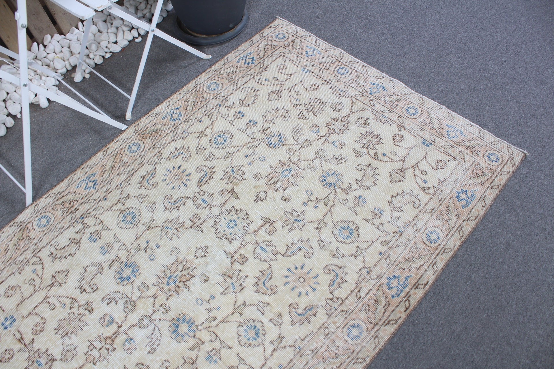 Cool Rug, Vintage Rug, Beige Kitchen Rug, 3.7x6.8 ft Area Rugs, Outdoor Rug, Rugs for Nursery, Turkish Rug, Living Room Rug