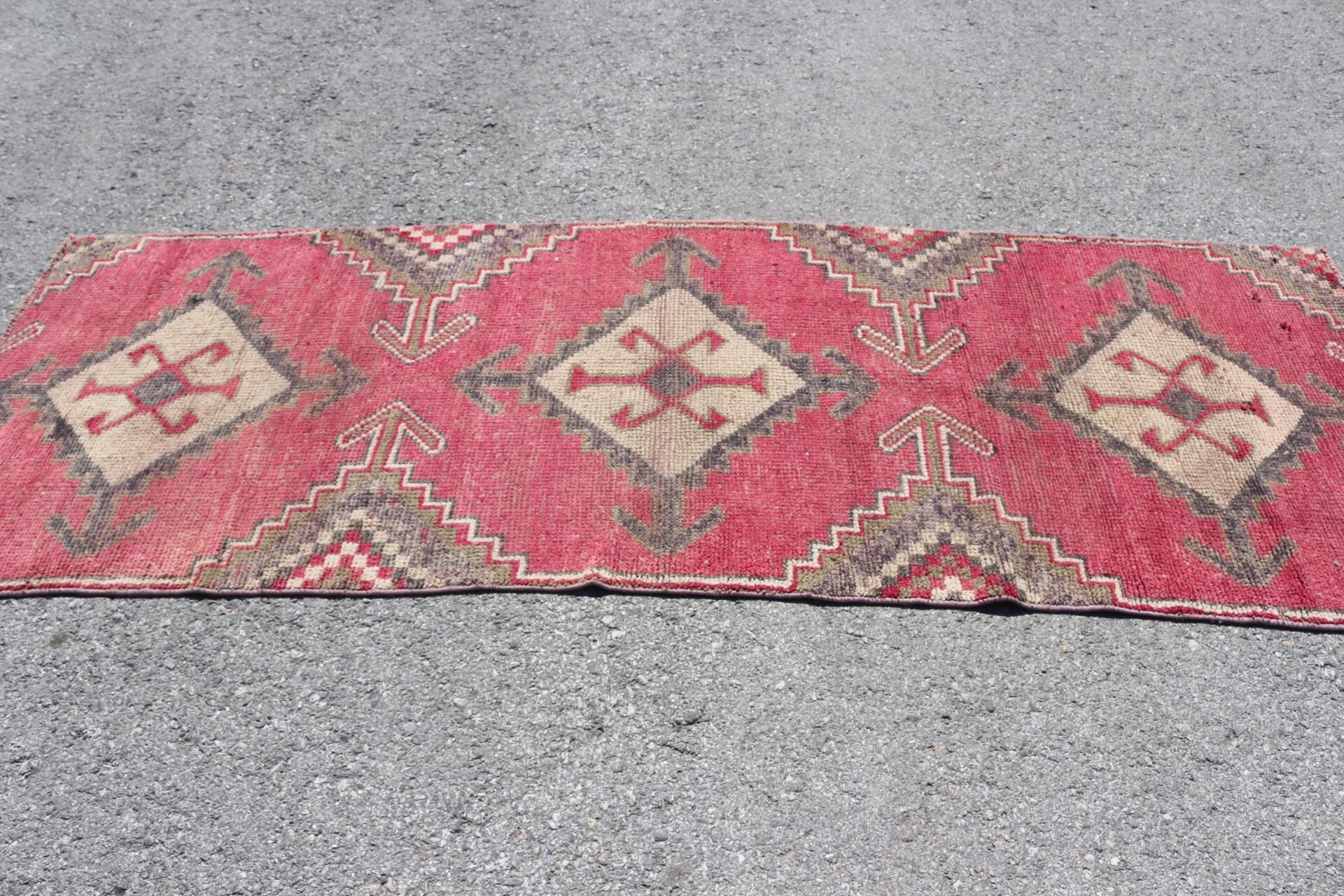 Pink Floor Rug, Turkish Rug, Moroccan Rugs, 3.1x8.3 ft Runner Rug, Stair Rug, Rugs for Kitchen, Kitchen Rug, Vintage Rug, Oushak Rugs