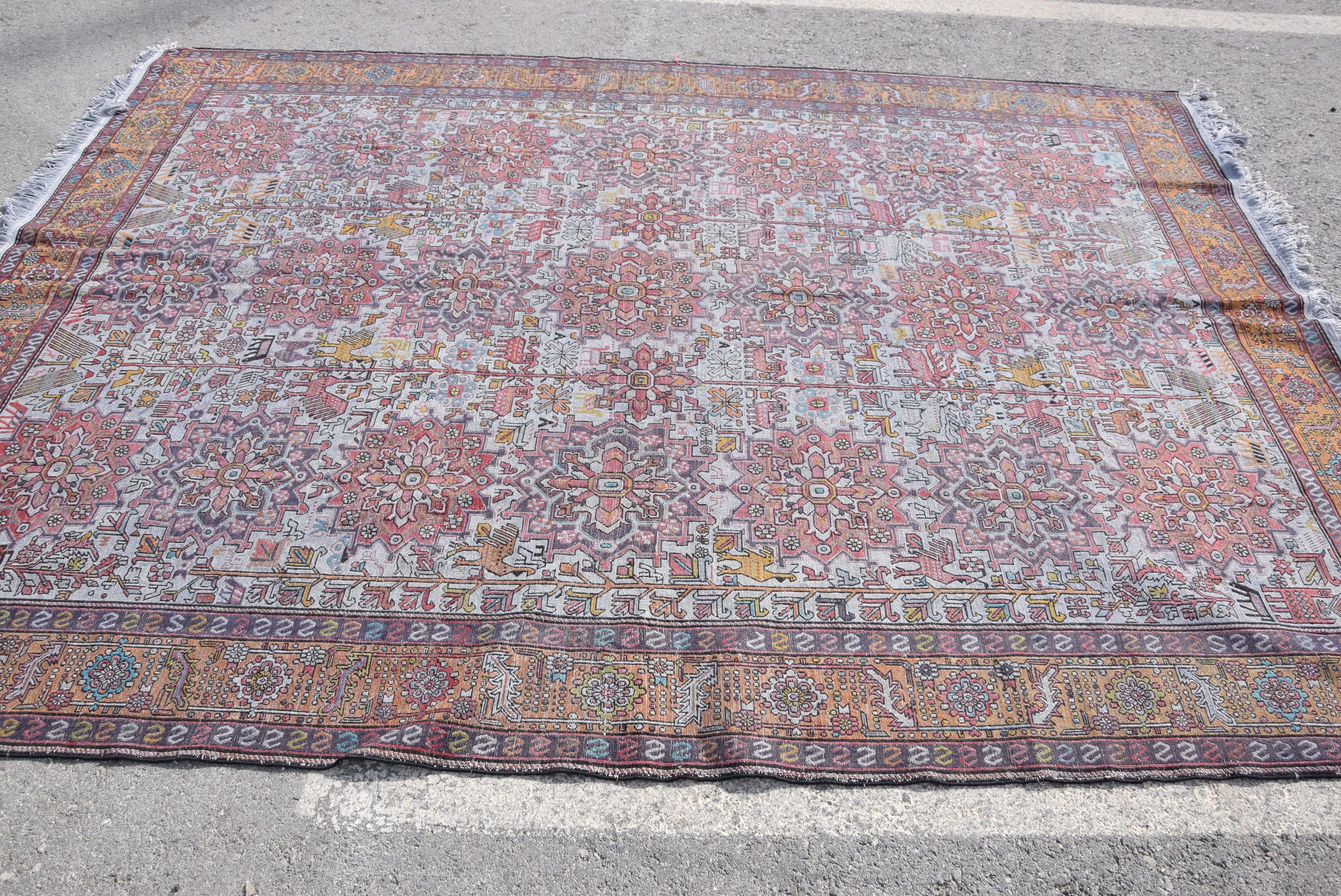 Oturma Odası Halısı, Türk Halısı, Kilim, Parlak Halı, Turuncu Fas Halıları, Vintage Halı, Anadolu Halısı, 6,8x9,3 ft Büyük Halılar