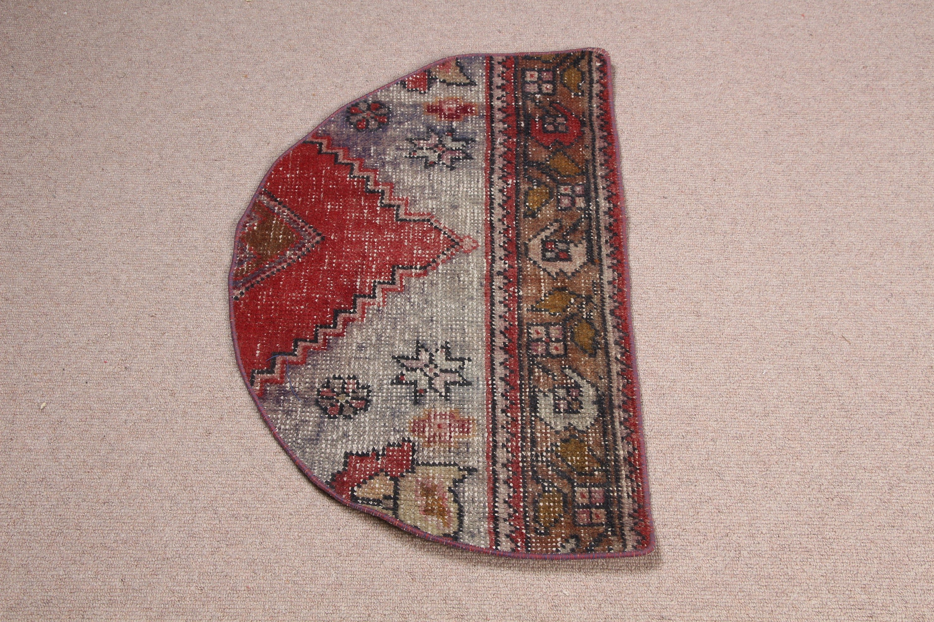 Gri Soğuk Halılar, 2.6x1.5 ft Küçük Halı, Vintage Halı, Türk Halısı, Antika Halı, Etnik Halılar, Oryantal Halı, Mutfak Halıları, Duvara Asılı Halı