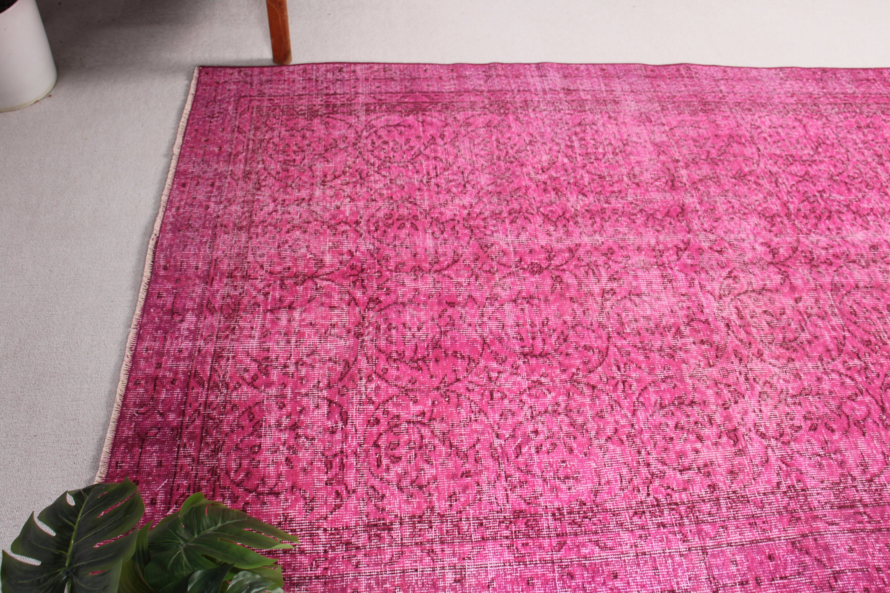 Vintage Rug, Turkish Rugs, Pink Geometric Rugs, Nursery Rugs, 4.7x7.8 ft Area Rugs, Cool Rug, Rugs for Oushak Area, Home Decor Rug