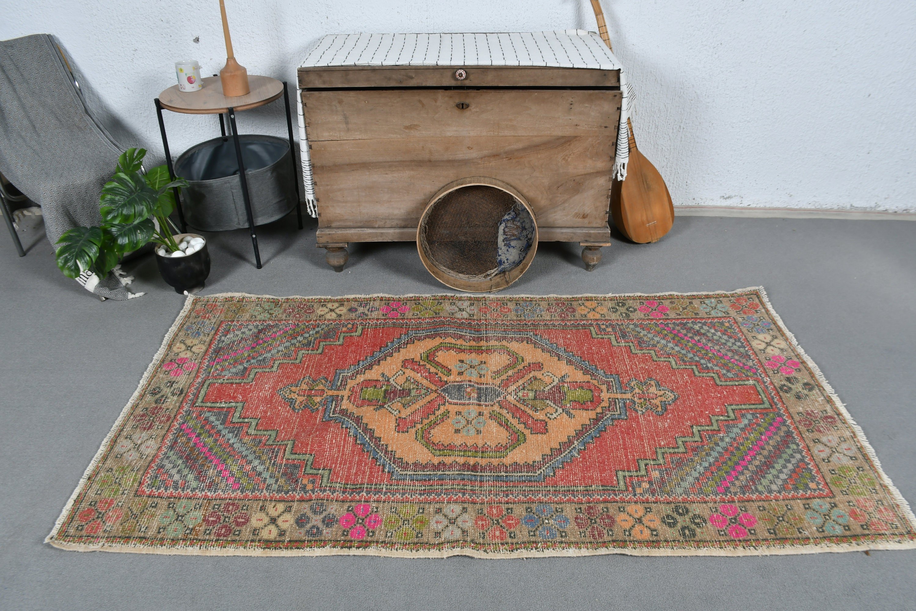 Entry Rugs, Rugs for Kitchen, Turkish Rugs, Vintage Rug, Bedroom Rug, Red Oushak Rug, Cool Rugs, 3.6x6.5 ft Accent Rugs, Moroccan Rug