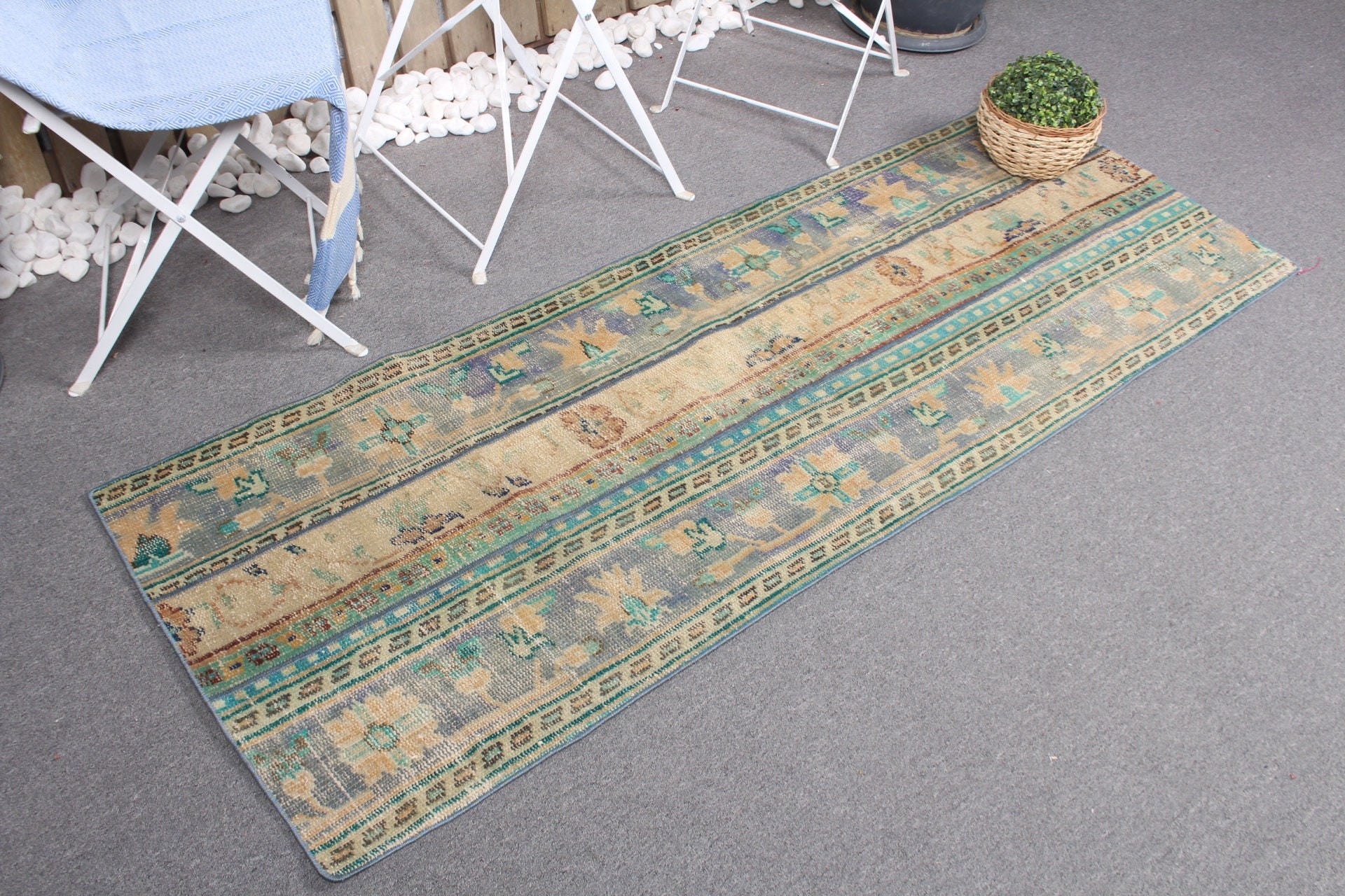 Cool Rugs, Green Antique Rug, Turkish Rug, 2.3x6.3 ft Runner Rugs, Stair Rug, Hallway Rugs, Vintage Rugs, Rugs for Runner