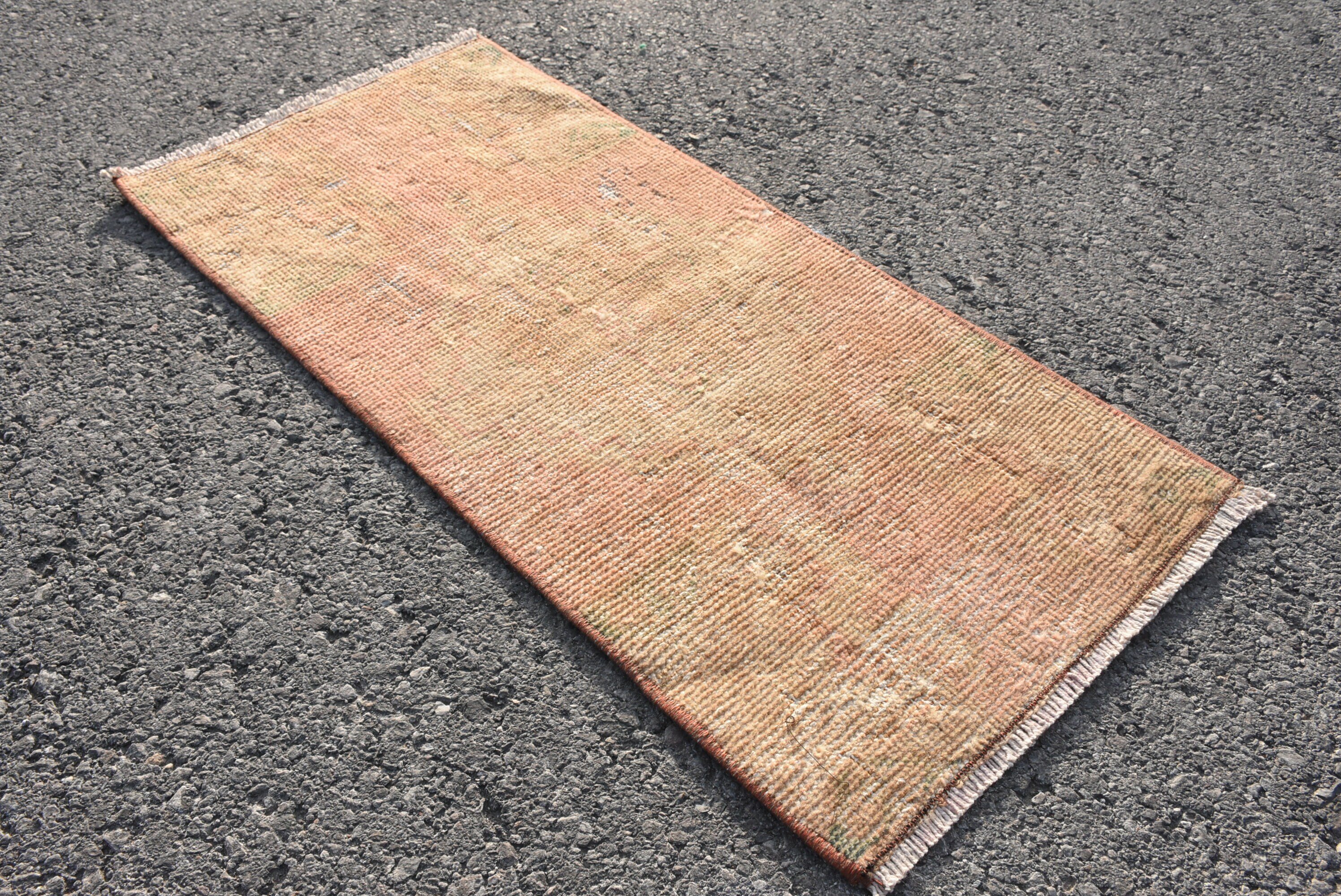 Kitchen Rug, Turkish Rug, Orange Oushak Rugs, Bath Rugs, Anatolian Rugs, Rugs for Bath, Vintage Rugs, 1.3x2.9 ft Small Rug, Floor Rug
