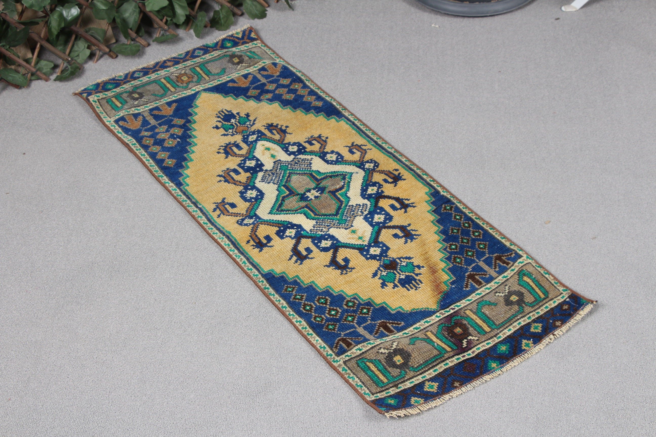 Green Antique Rugs, 1.4x3.6 ft Small Rug, Vintage Rugs, Moroccan Rugs, Turkish Rug, Kitchen Rug, Cool Rugs, Rugs for Car Mat, Bath Rug