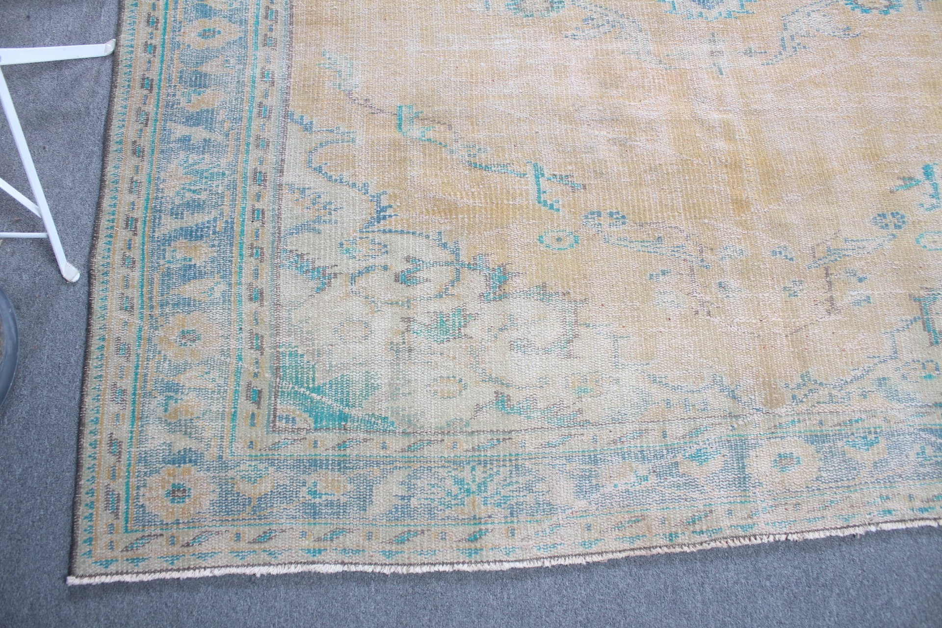 Sarı Havalı Halılar, Mutfak Halıları, Yemek Odası Halıları, Yurt Halısı, 6,4x8,1 ft Büyük Halı, Vintage Halılar, Yatak Odası Halısı, Türk Halısı, Oturma Odası Halısı