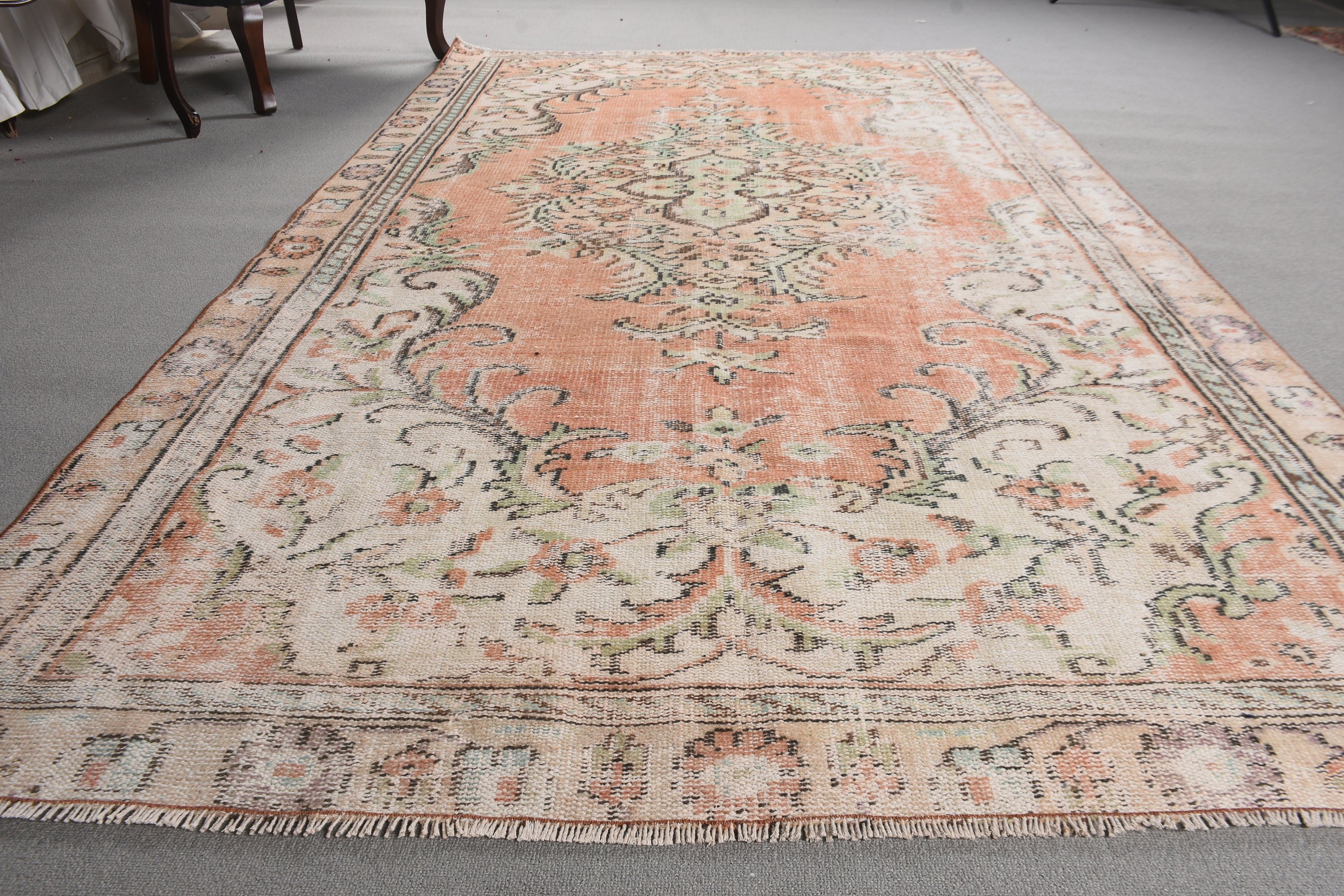 Turkish Rug, Bedroom Rugs, Vintage Rugs, Cool Rug, Outdoor Rug, Living Room Rugs, Luxury Rug, 5.2x9.1 ft Large Rugs, Orange Neutral Rugs