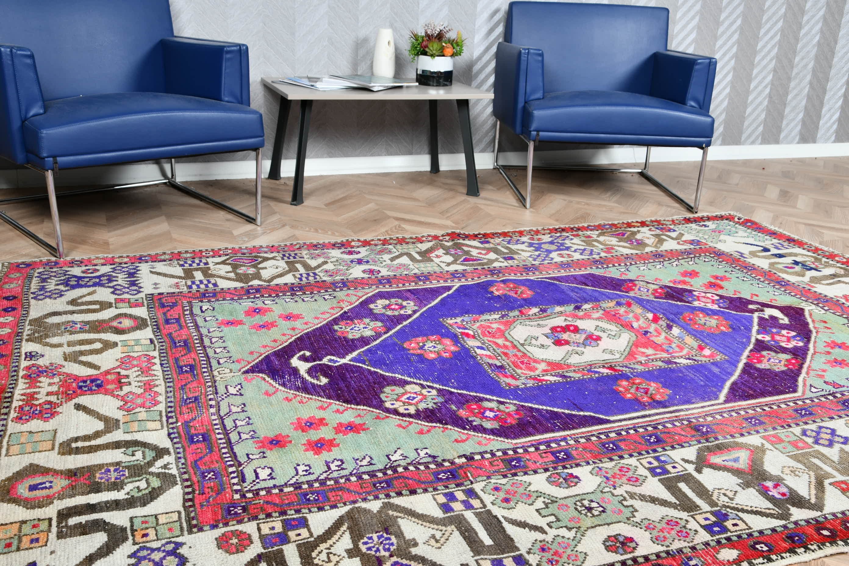 Vintage Rugs, Purple Home Decor Rug, Turkish Rug, Living Room Rugs, Art Rug, Bedroom Rug, 5.9x8.6 ft Large Rug, Anatolian Rug