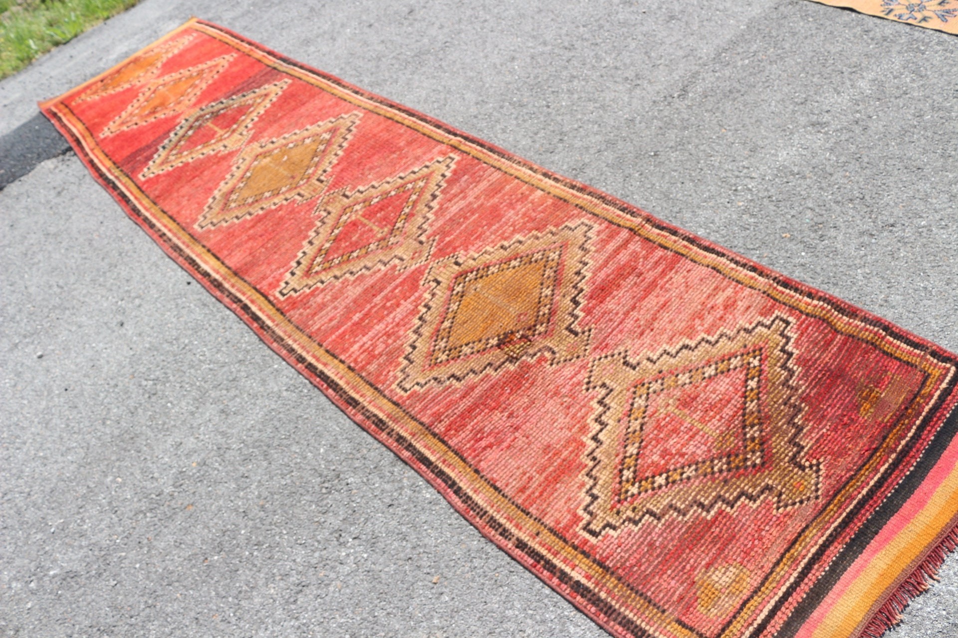 Turkish Rug, Rugs for Stair, Cool Rug, Red Floor Rugs, 2.8x11.9 ft Runner Rugs, Stair Rug, Home Decor Rug, Hallway Rug, Vintage Rug