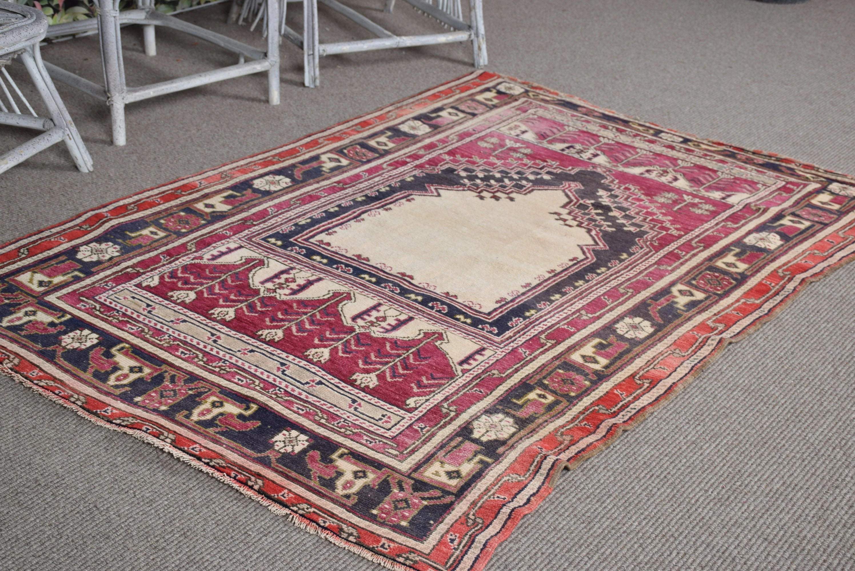 Pink Oriental Rug, Nursery Rug, Rugs for Nursery, Anatolian Rugs, Bedroom Rugs, 4x6 ft Accent Rugs, Vintage Rug, Turkish Rug, Wool Rugs