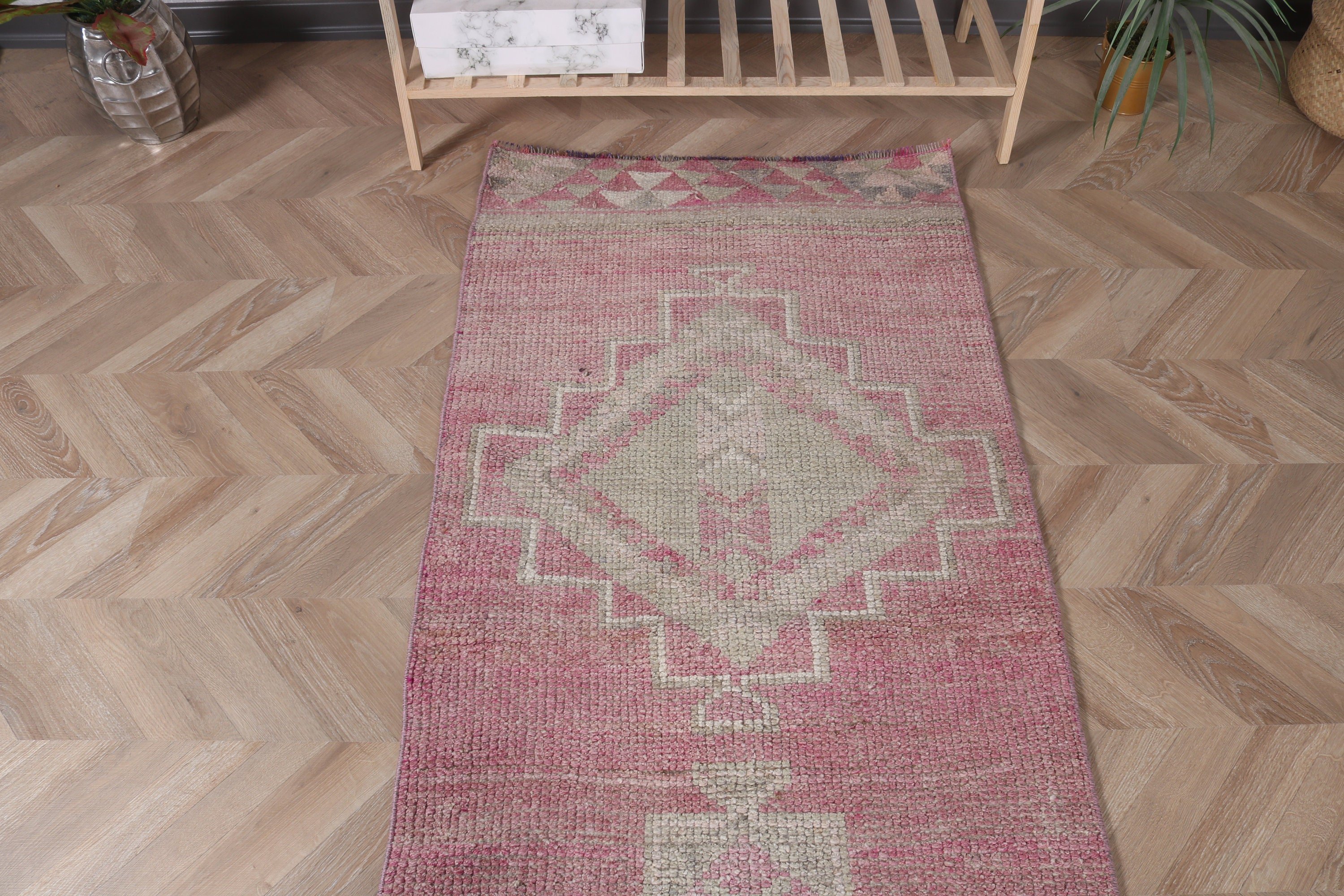 Turkish Rugs, Bedroom Rugs, 2.6x10.9 ft Runner Rugs, Vintage Rugs, Stair Rugs, Pink Kitchen Rug, Anatolian Rug, Corridor Rug, Modern Rug