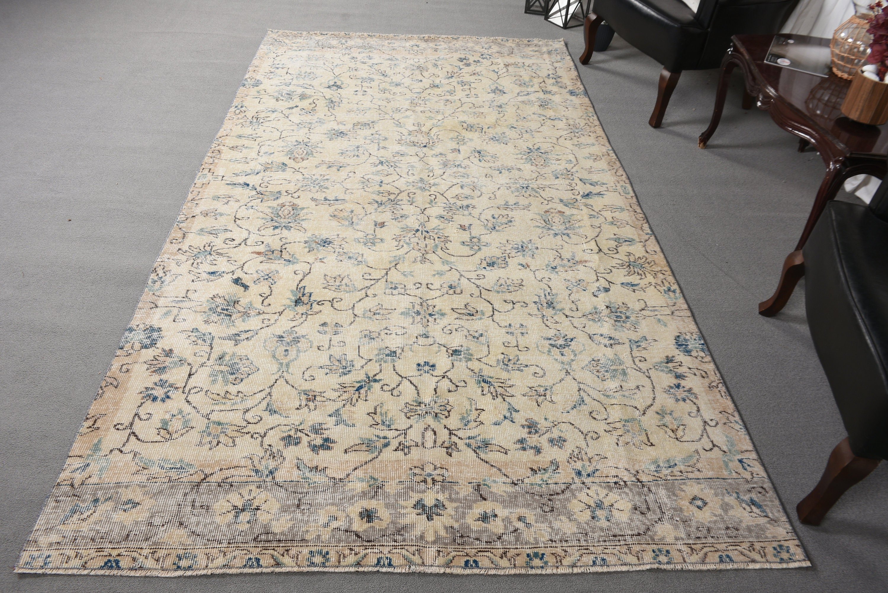 Türk Halıları, 5.2x9.3 ft Büyük Halılar, Yatak Odası Halıları, Büyük Boho Halısı, Vintage Halı, Geometrik Halı, Mutfak Halısı, Bej Ev Dekor Halıları