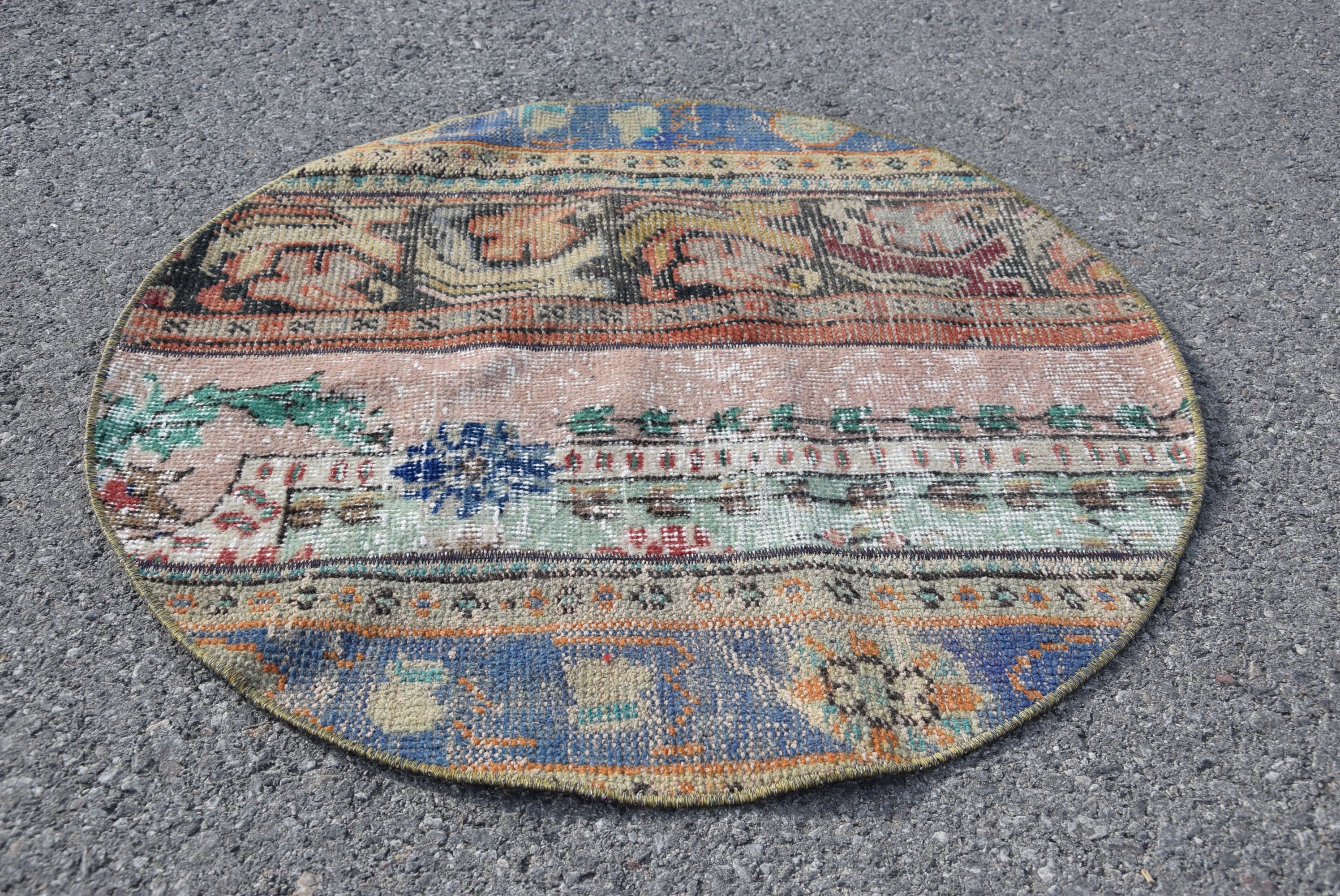 Bath Rug, 2.6x2.6 ft Small Rug, Art Rug, Rugs for Kitchen, Nursery Rug, Beige Cool Rug, Vintage Rug, Oriental Rug, Turkish Rugs, Floor Rugs