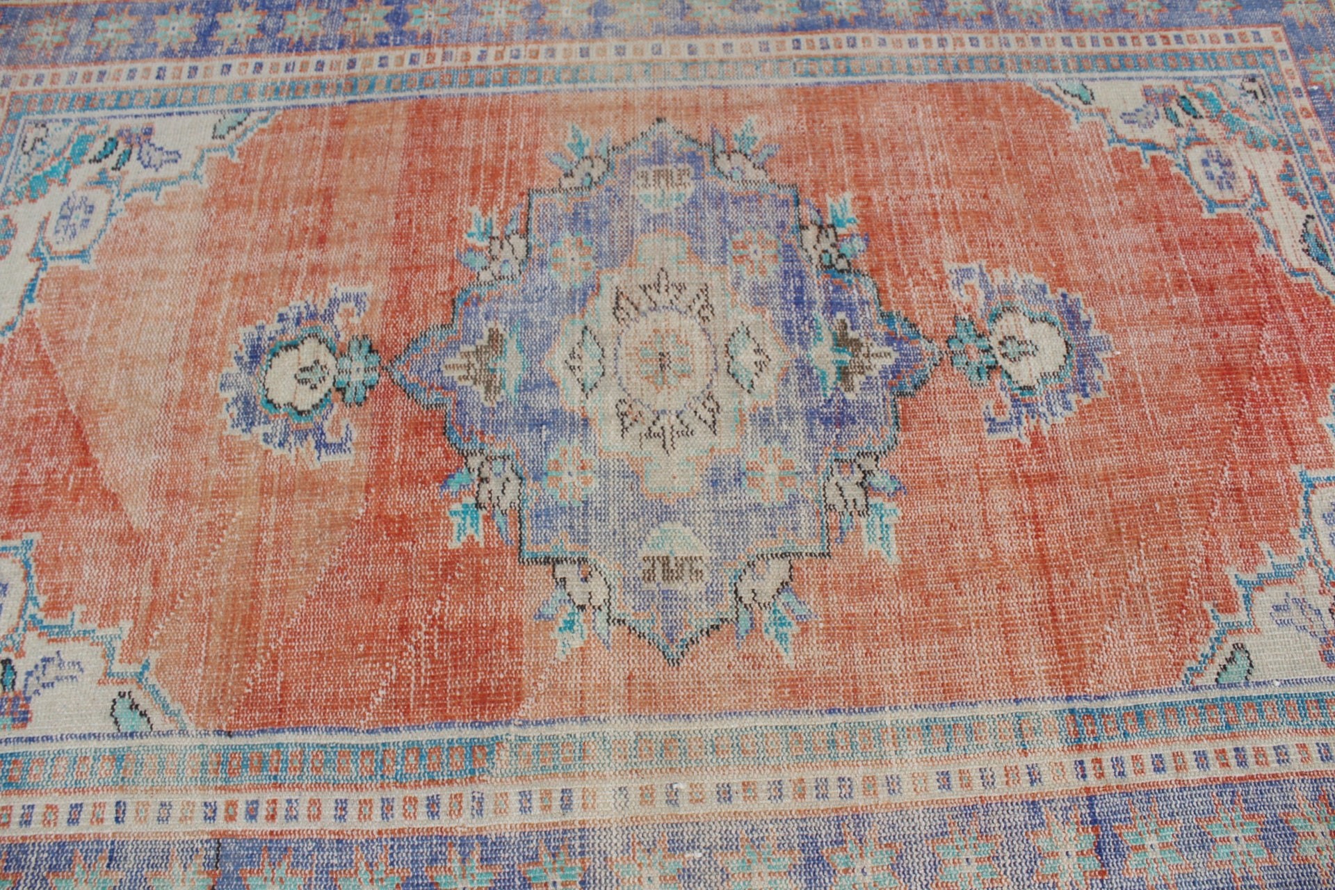 Nursery Rugs, Floor Rugs, Turkish Rug, Rugs for Nursery, Orange Home Decor Rug, Kitchen Rugs, 5x7.3 ft Area Rug, Vintage Rug, Bedroom Rug