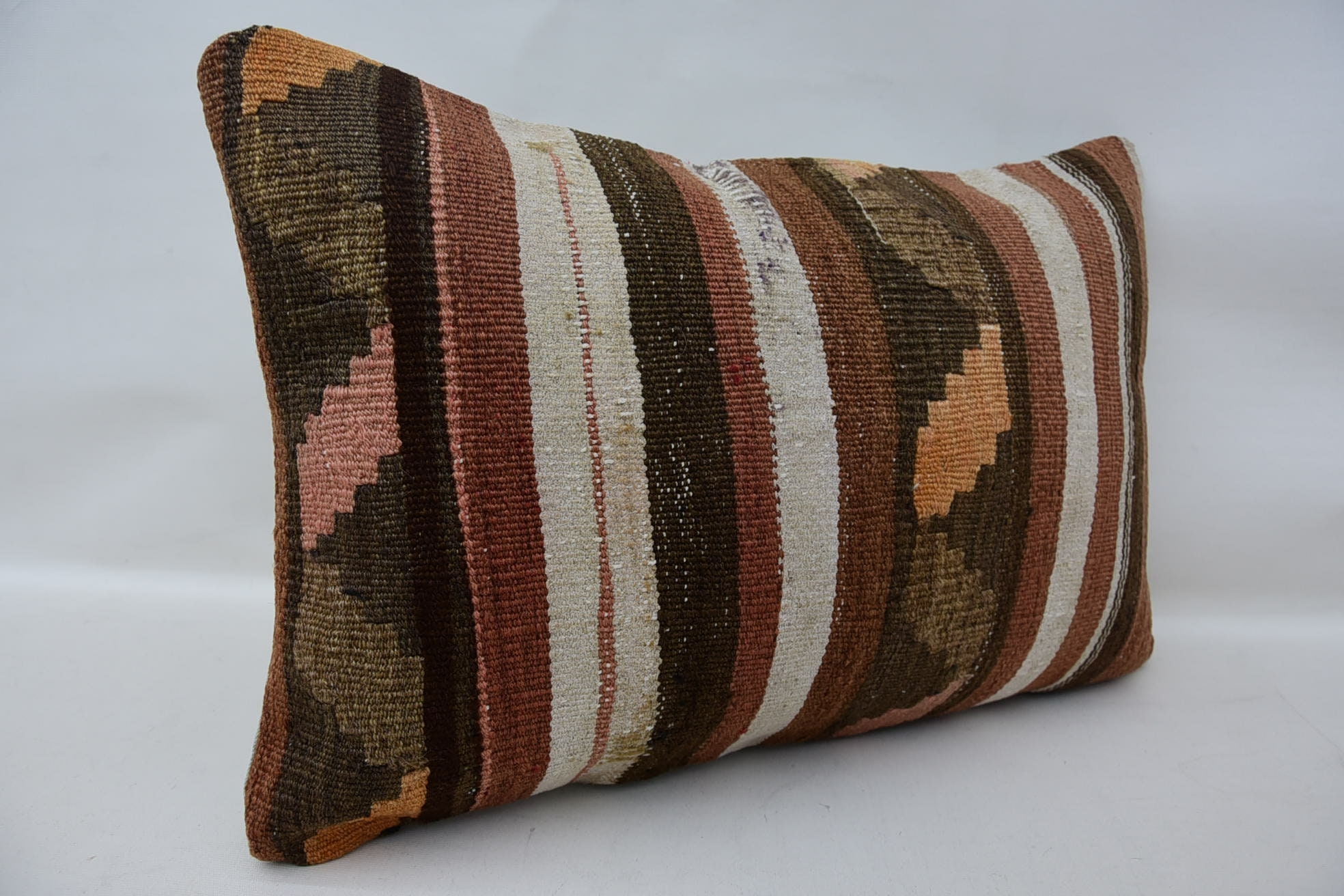 Gift Pillow, Antique Pillows, Kilim Cushion Sham, Couch Pillow, Vintage Kilim Pillow Cushion Case, 16"x24" Brown Pillow