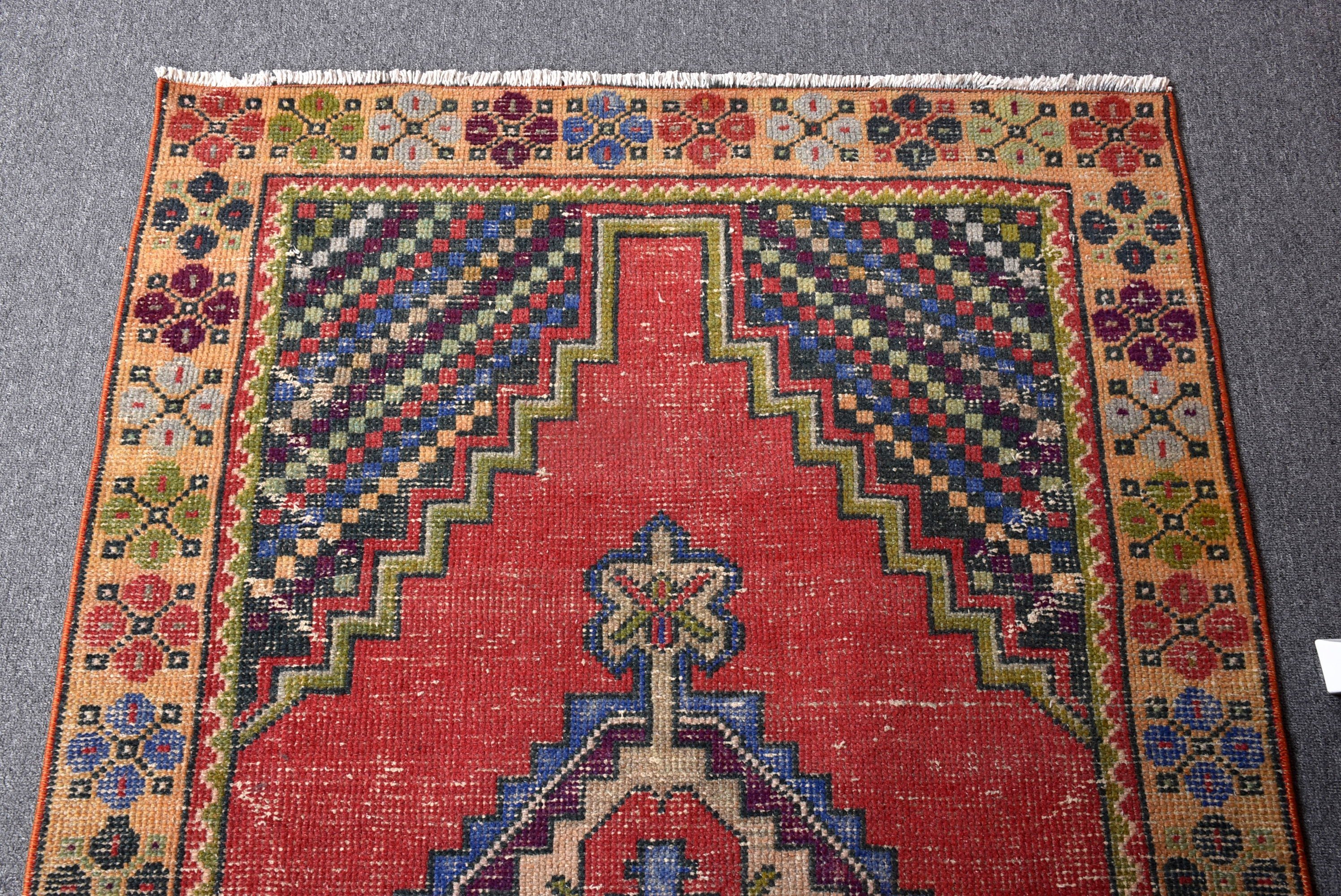 Çocuk Odası Halıları, Nötr Halı, Vintage Halı, Kırmızı Ev Dekor Halısı, Türk Halıları, 3.2x6.6 ft Accent Halı, Yün Halılar, Vintage Accent Halı