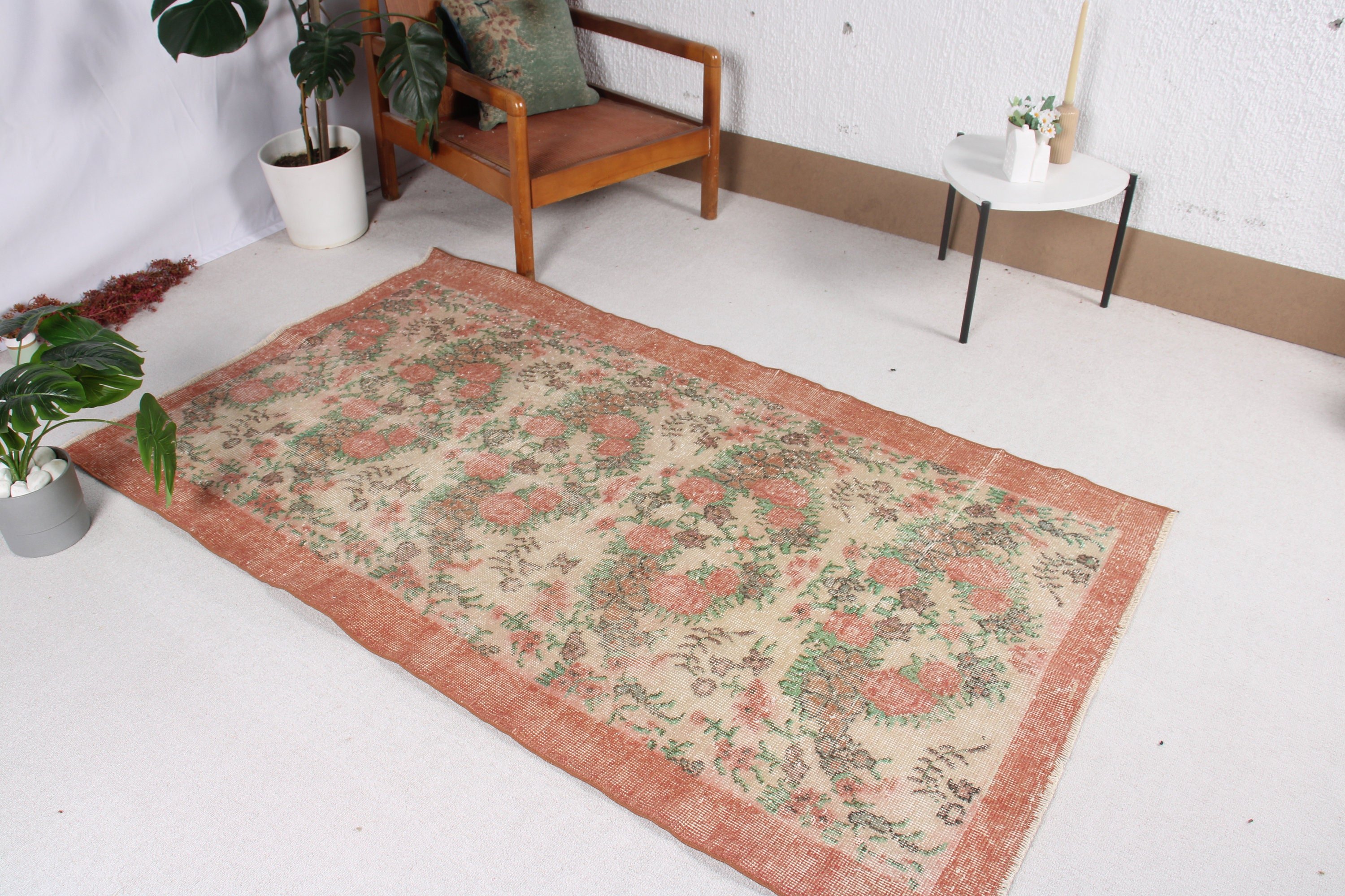 Beige Kitchen Rug, Oushak Area Rugs, Indoor Rugs, Vintage Rugs, Antique Rugs, Turkish Rugs, Office Rug, 3.7x6.5 ft Area Rugs, Oriental Rugs