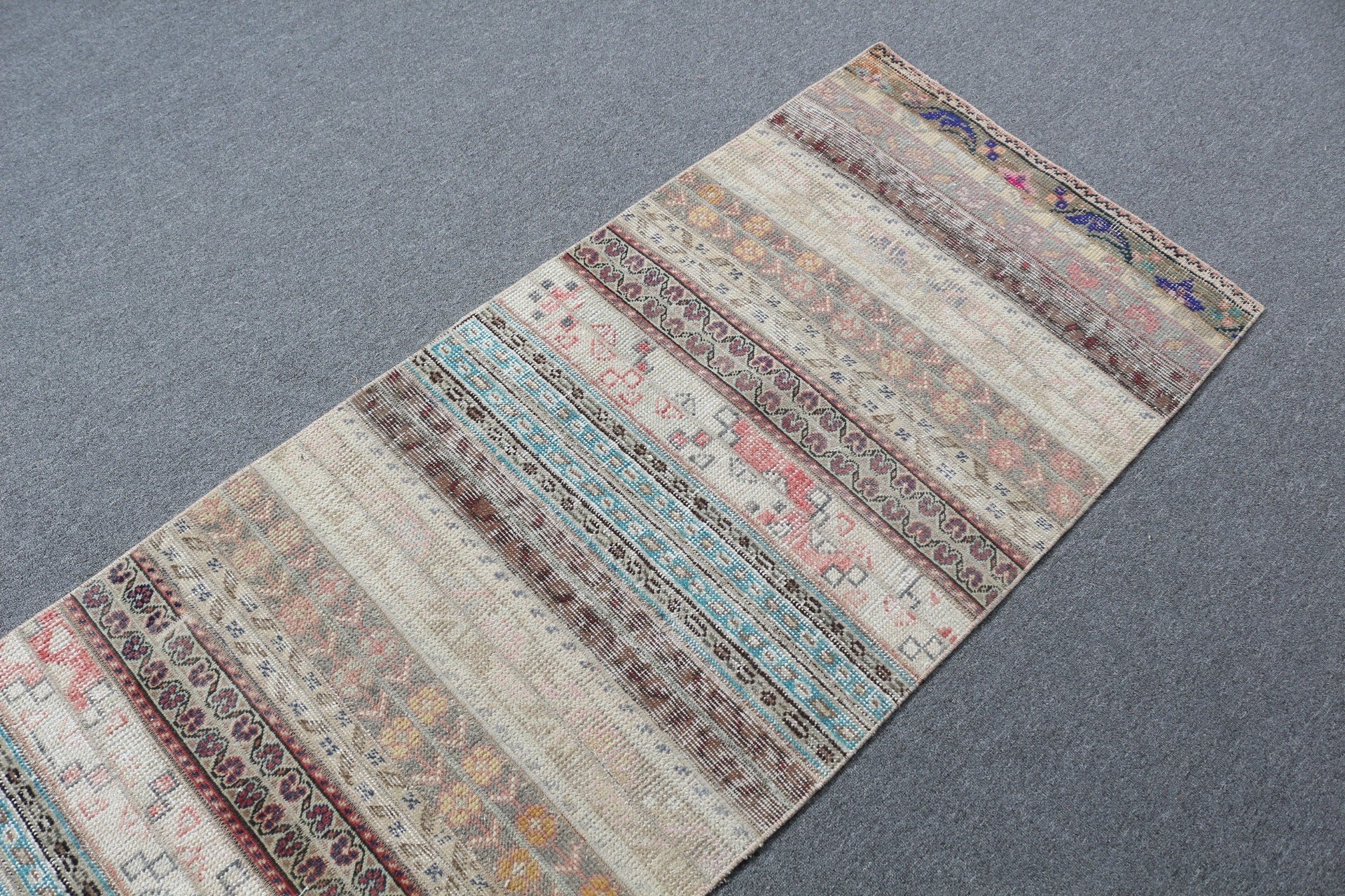 Corridor Rug, Beige Kitchen Rugs, Abstract Rug, 2.4x8.2 ft Runner Rug, Vintage Rug, Home Decor Rugs, Turkish Rug, Hallway Rug