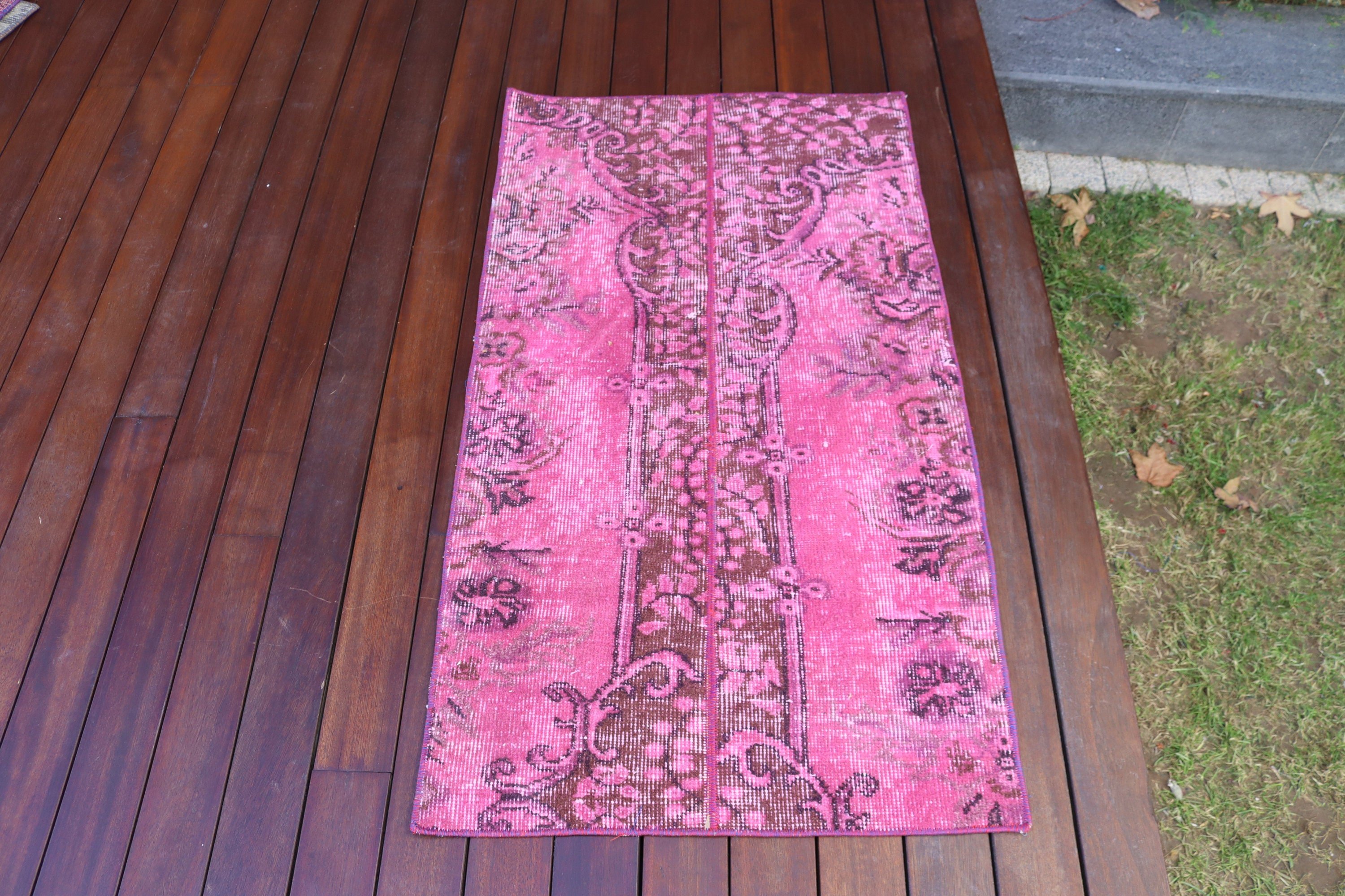 Pink Oushak Rugs, Car Mat Rug, Rugs for Small Area, Vintage Rugs, 2.2x3.9 ft Small Rug, Kitchen Rug, Bedroom Rugs, Turkish Rug, Luxury Rug