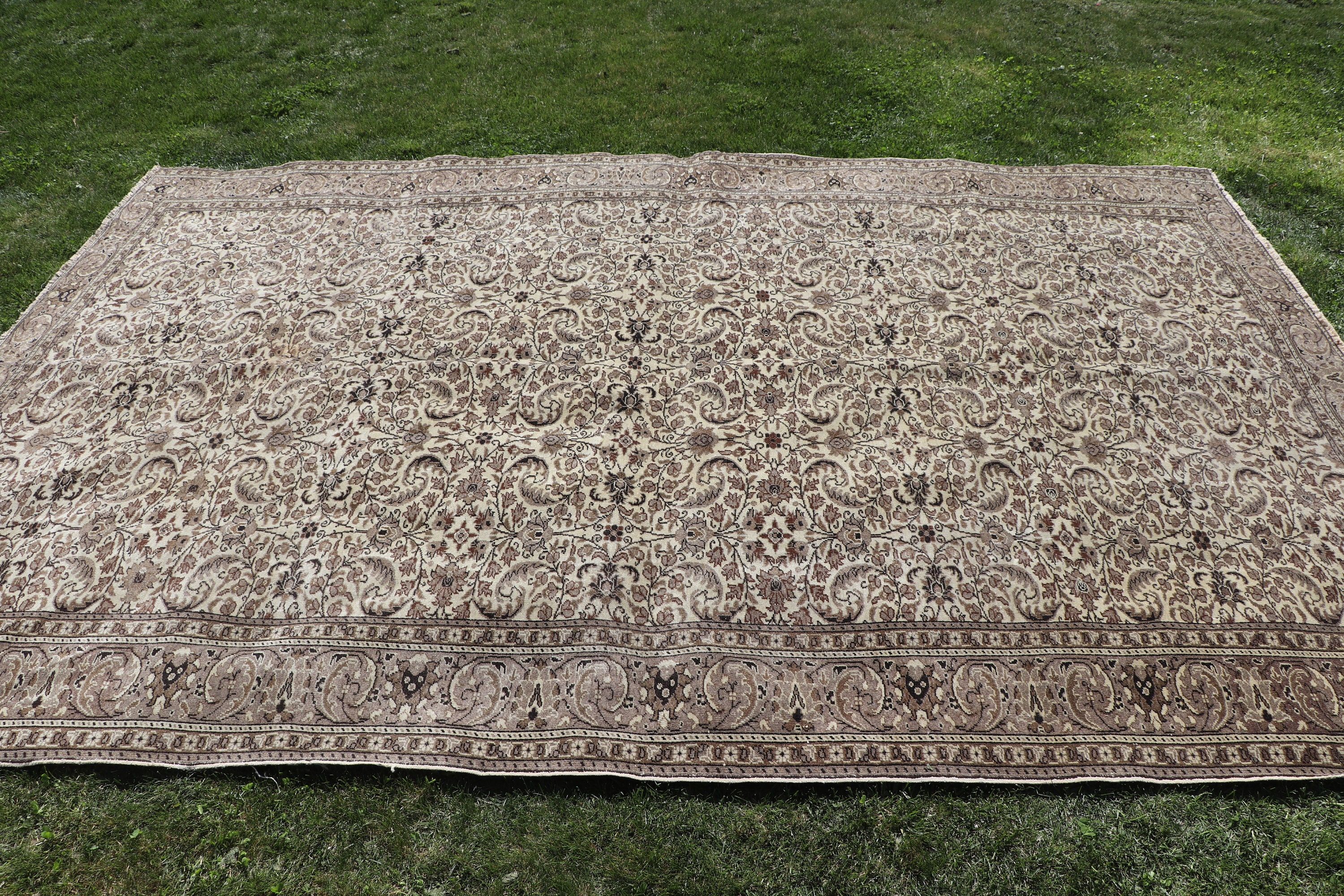 Boho Halılar, Modern Halılar, Vintage Halı, Gri Mutfak Halısı, Büyük Oushak Halısı, 6.3x9.5 ft Büyük Halı, Türk Halıları, Yatak Odası Halıları, Mutfak Halıları