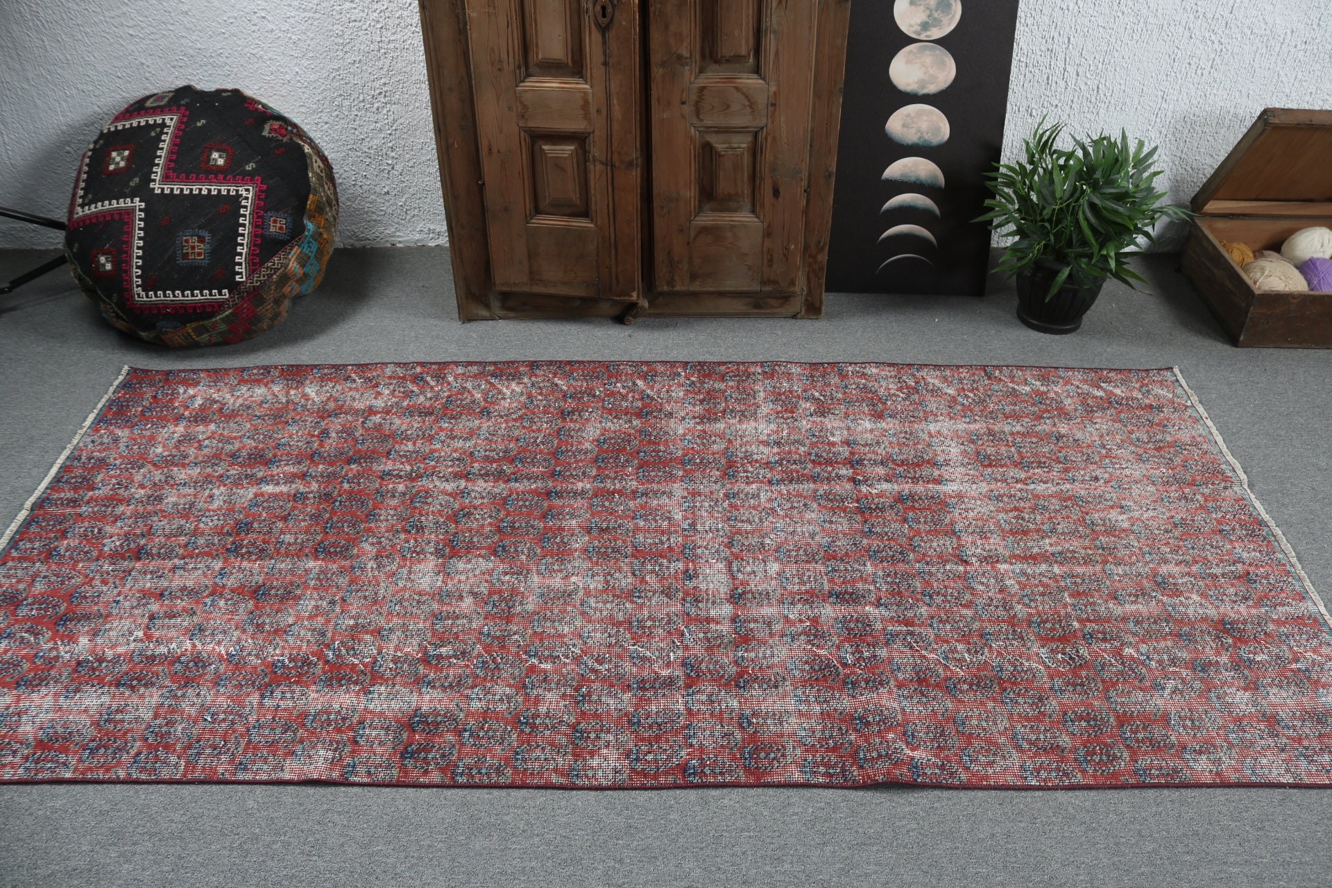 Türk Halıları, Açıklama Halısı, Oushak Bölge Halısı, Vintage Halılar, Mor Antika Halılar, Anadolu Halıları, Boho Bölgesi Halıları, 3,6x7,7 ft Alan Halıları