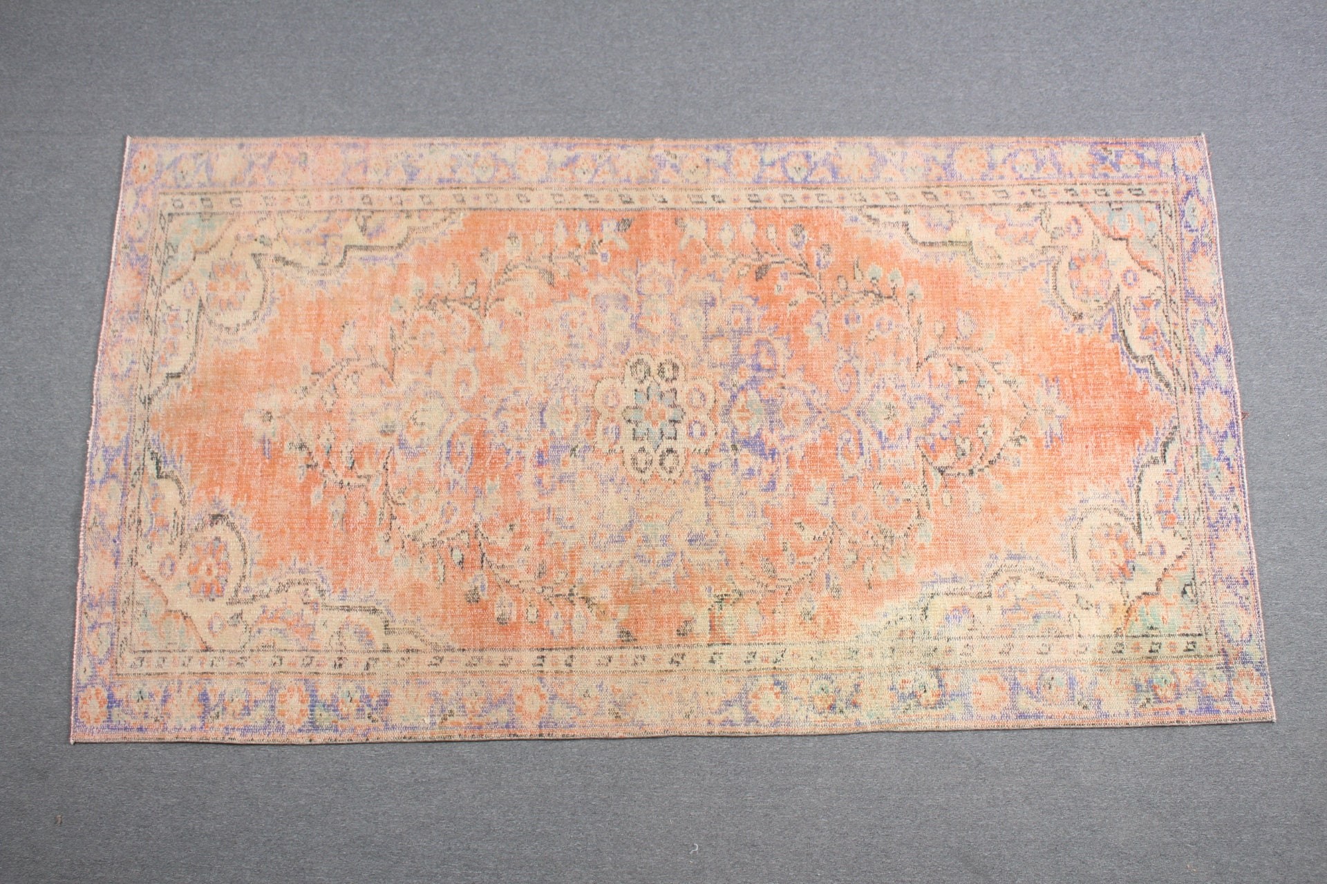 Orange Wool Rug, Oriental Rug, Living Room Rug, Rugs for Salon, Turkish Rugs, Salon Rug, Vintage Rugs, Moroccan Rugs, 5.1x9.4 ft Large Rug