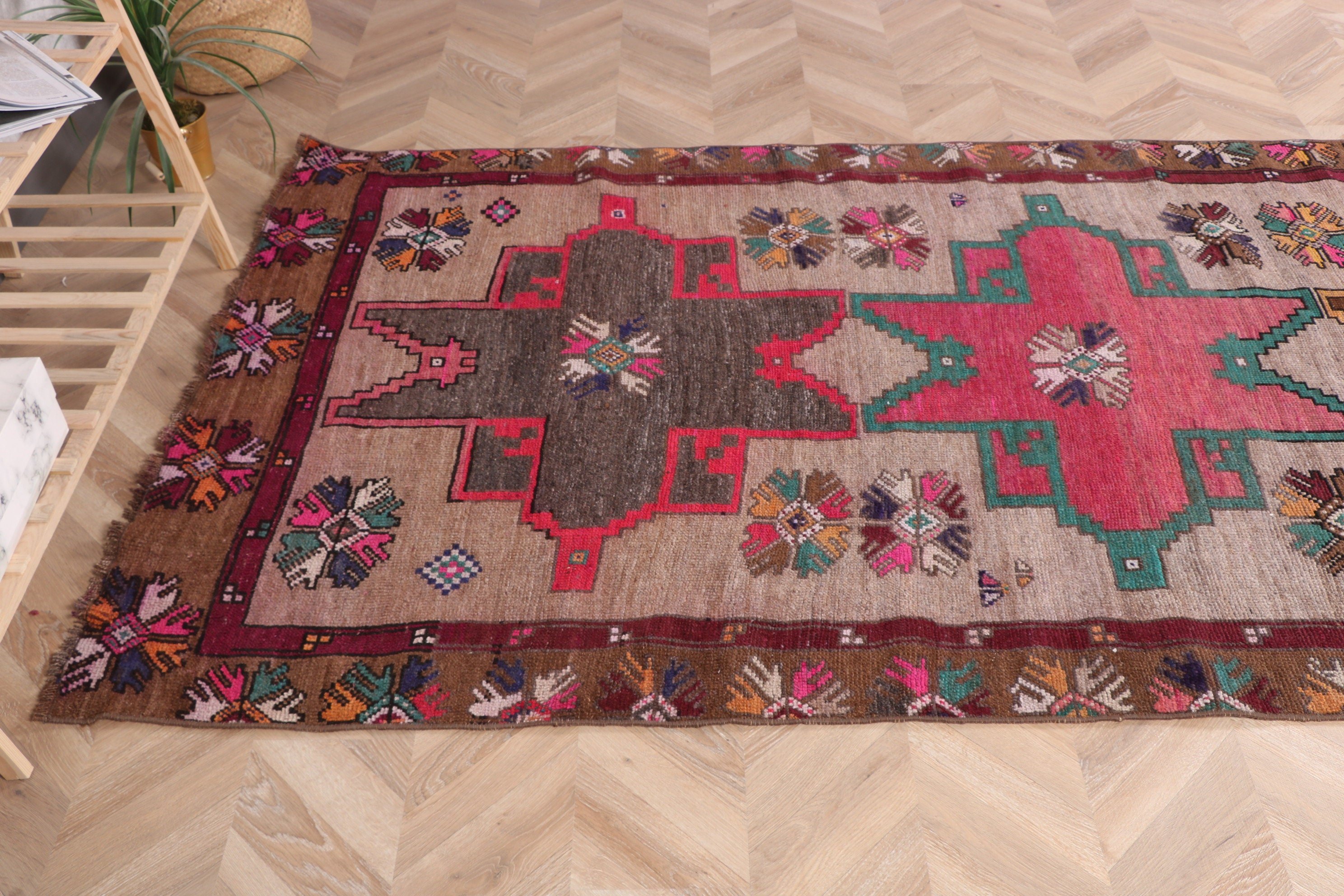 Yer Halıları, Etnik Halılar, Koridor Halıları, Vintage Halı, Gri Düz Dokuma Halılar, Koridor Halıları, Türk Halıları, 4.3x12.4 ft Runner Halısı, Yatak Odası Halıları