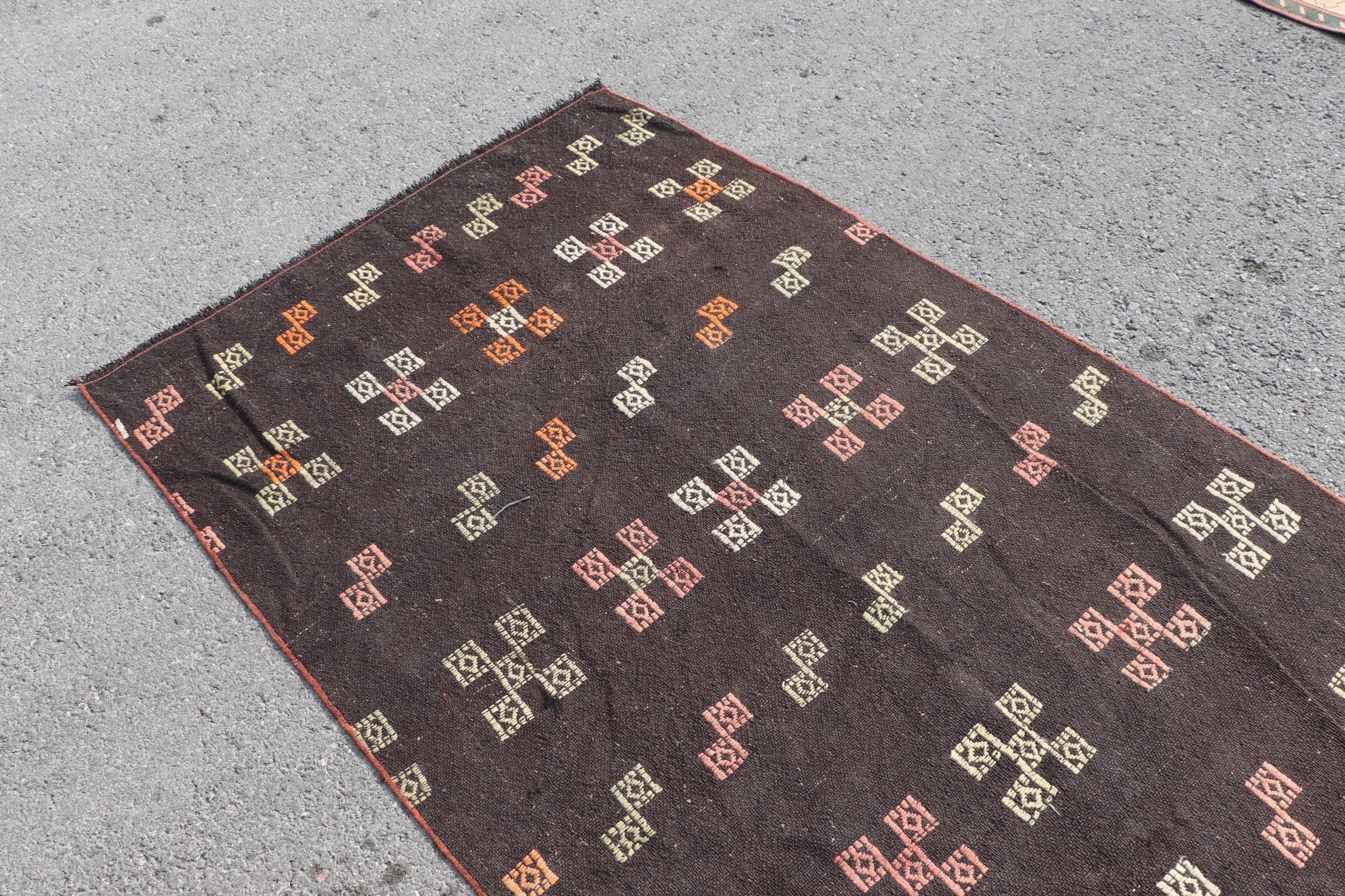 Alan Halıları, 3,9x8,7 ft Alan Halısı, Estetik Halı, Türk Halısı, Kilim, Soğuk Halı, Vintage Halı, Yer Halıları, Yatak Odası Halıları, Kahverengi Oushak Halı