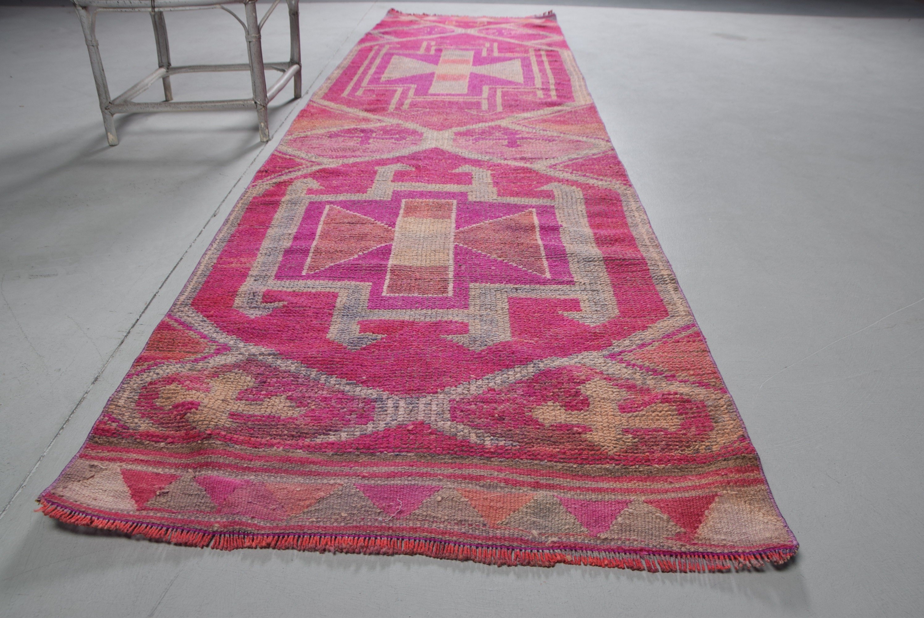 Pink Bedroom Rug, Vintage Rugs, Hallway Rug, Turkish Rug, Cute Rug, Rugs for Corridor, Kitchen Rug, 3.2x11.5 ft Runner Rug, Moroccan Rug