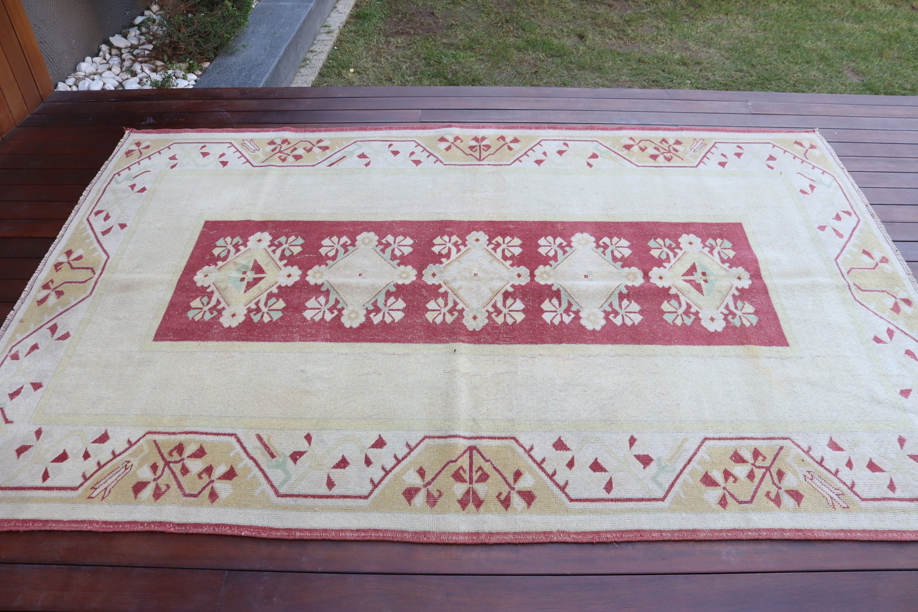 5.2x7.9 ft Büyük Halı, Bej Nötr Halı, Türk Halıları, Büyük Oushak Halıları, Vintage Halılar, Modern Halılar, El Dokuma Halılar, Oturma Odası Halıları