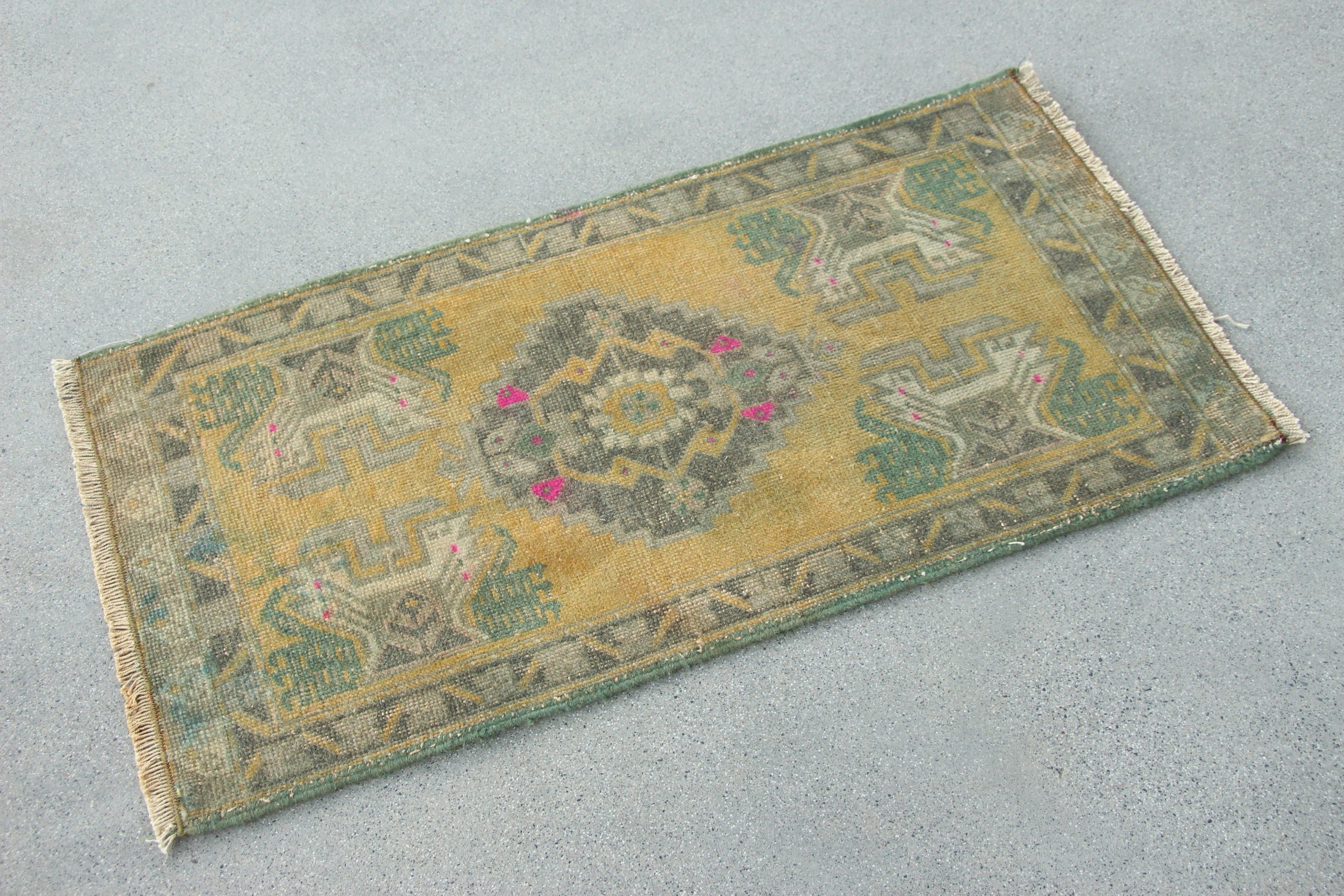 Cool Rug, Turkish Rug, Bedroom Rugs, Kitchen Rug, Rugs for Bathroom, 1.7x3.1 ft Small Rugs, Wool Rugs, Vintage Rug, Green Cool Rug