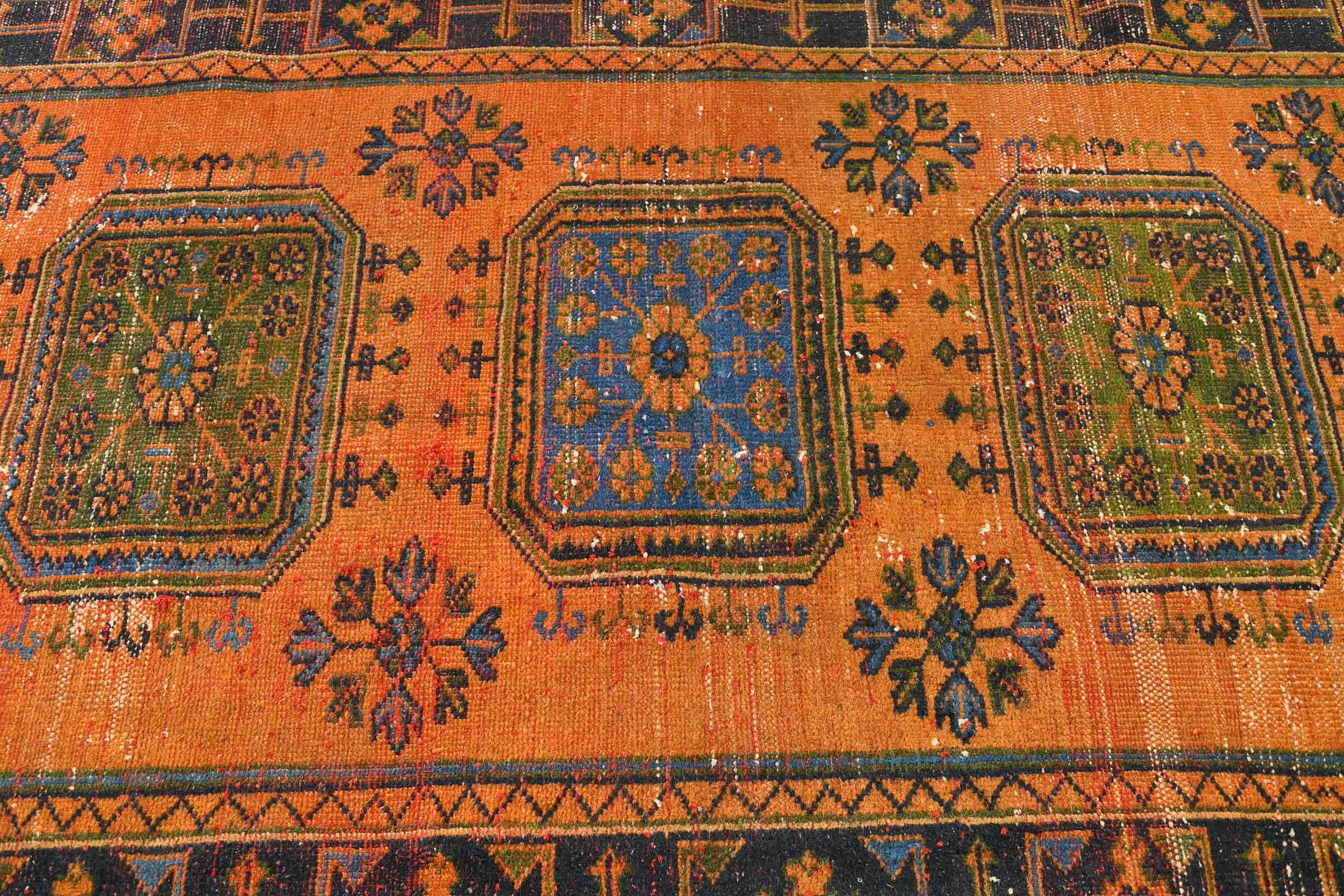 Ev Dekorasyonu Halıları, Turuncu Mutfak Halıları, 4,3x10,5 ft Büyük Halı, Vintage Halı, Yemek Odası Halısı, Türk Halısı, Yatak Odası Halıları