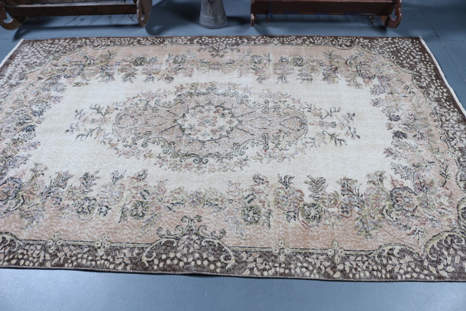 Antique Rug, Rugs for Dining Room, 5.6x8.8 ft Large Rug, Vintage Rugs, Floor Rug, Bedroom Rugs, Beige Cool Rug, Salon Rug, Turkish Rug