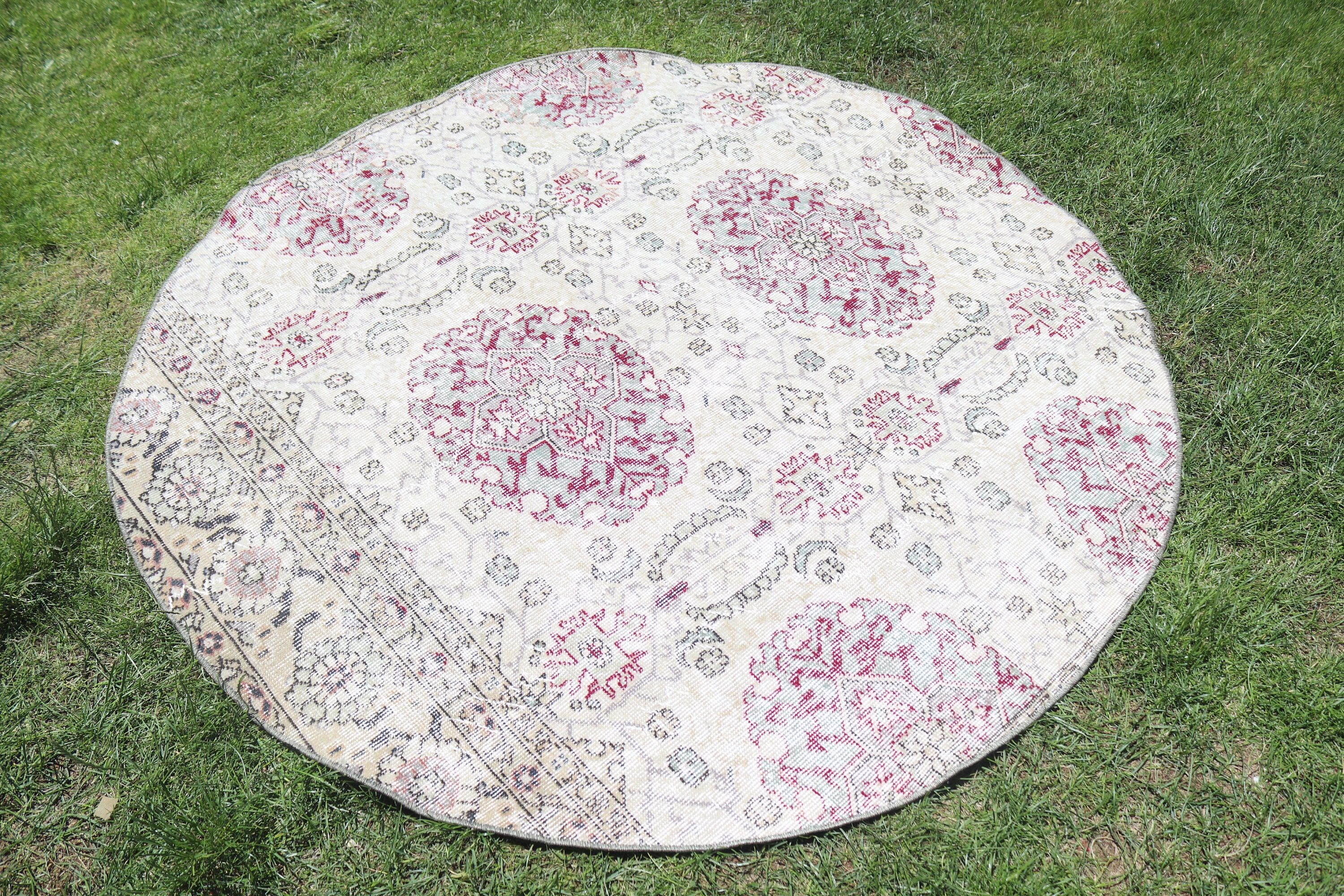 5.3x5.2 ft Alan Halıları, Boho Halıları, Anadolu Halısı, Türk Halıları, Vintage Halı, Yemek Odası Halısı, Bej Modern Halı, İç Mekan Halıları, İç Mekan Halısı