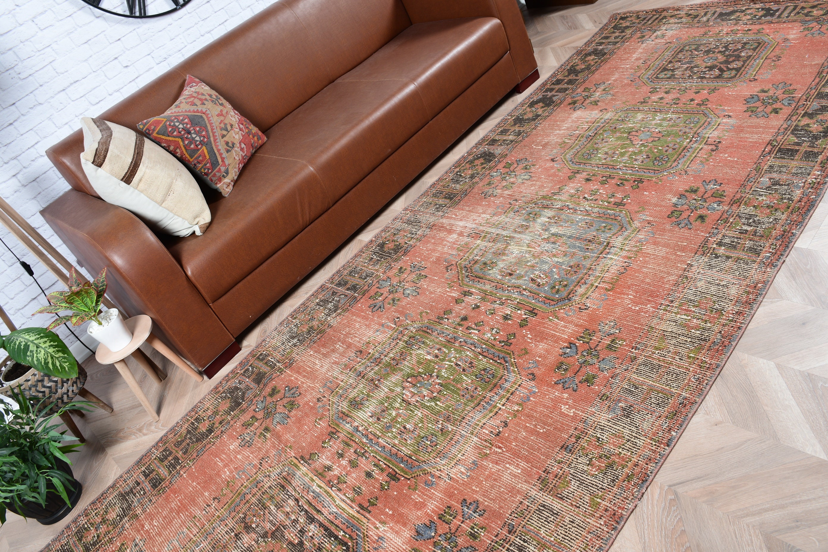 Orange Bedroom Rug, 4.5x11.5 ft Runner Rug, Stair Rug, Kitchen Rug, Rugs for Kitchen, Floor Rug, Vintage Rug, Turkish Rug